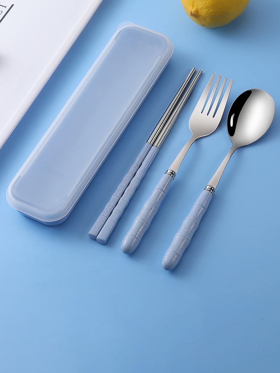 

HomeCloud Blue 3 Pieces Stainless Steel Cutlery With Portable Box