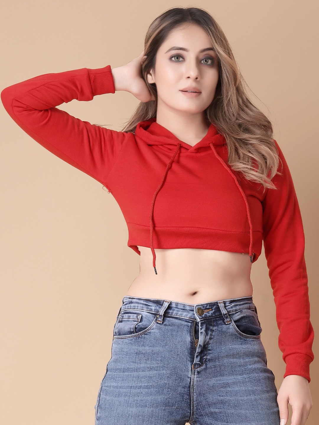 

Divra Clothing Women Solid Hooded Sweatshirt, Red