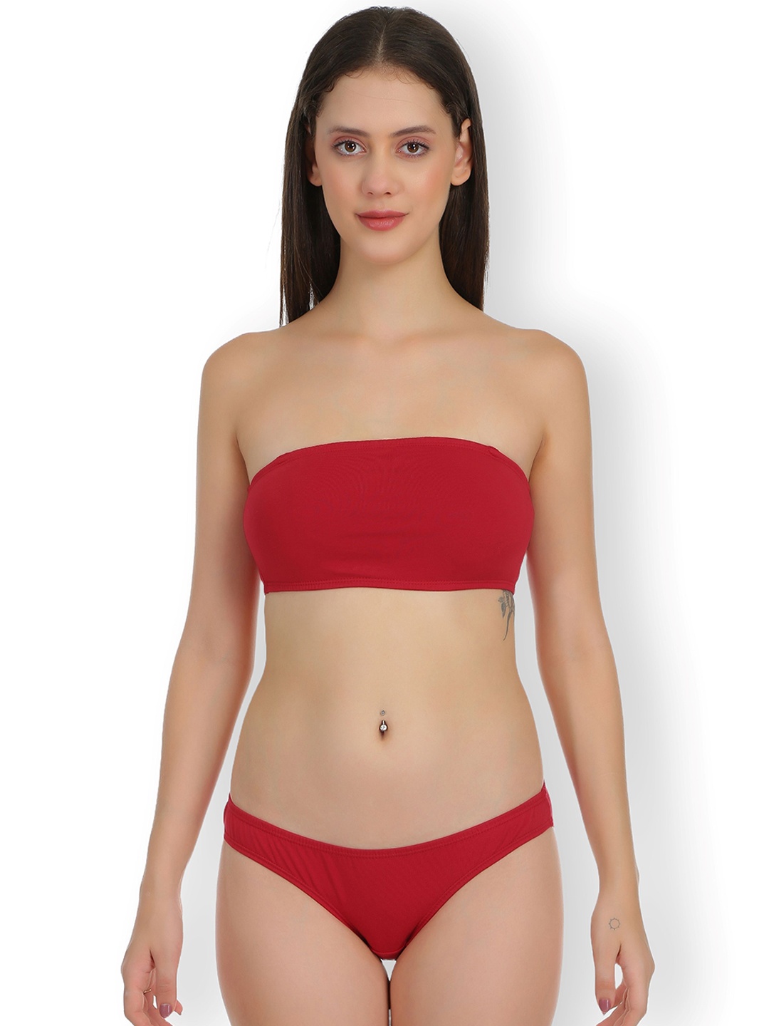 

SELFCARE Non Padded Strapless Bandeau Lingerie Set, Maroon