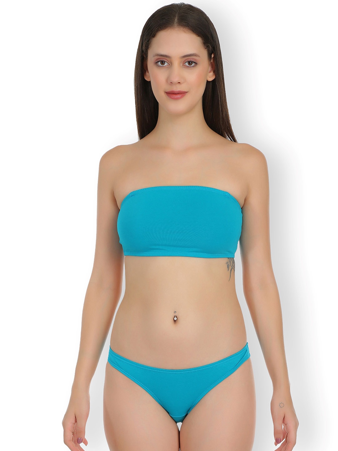 

SELFCARE Non Padded Bra Panty Full Coverage Lingerie Set, Blue