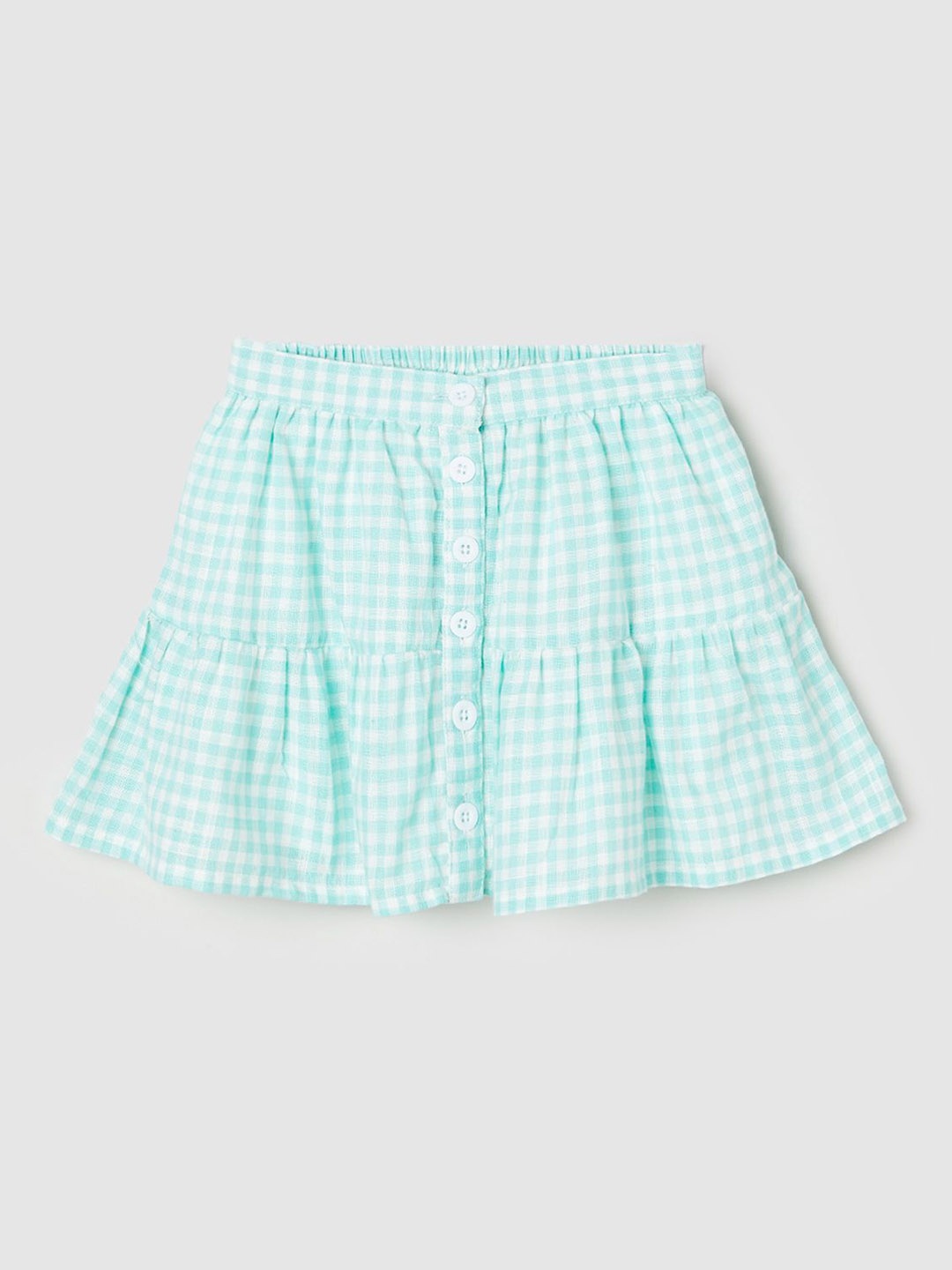 

max Girls Checked Flared Mini Skirt, Blue