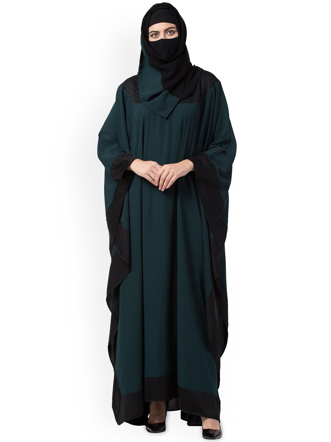 

MUSHKIYA Solid Kaftan Abaya Burqa, Green