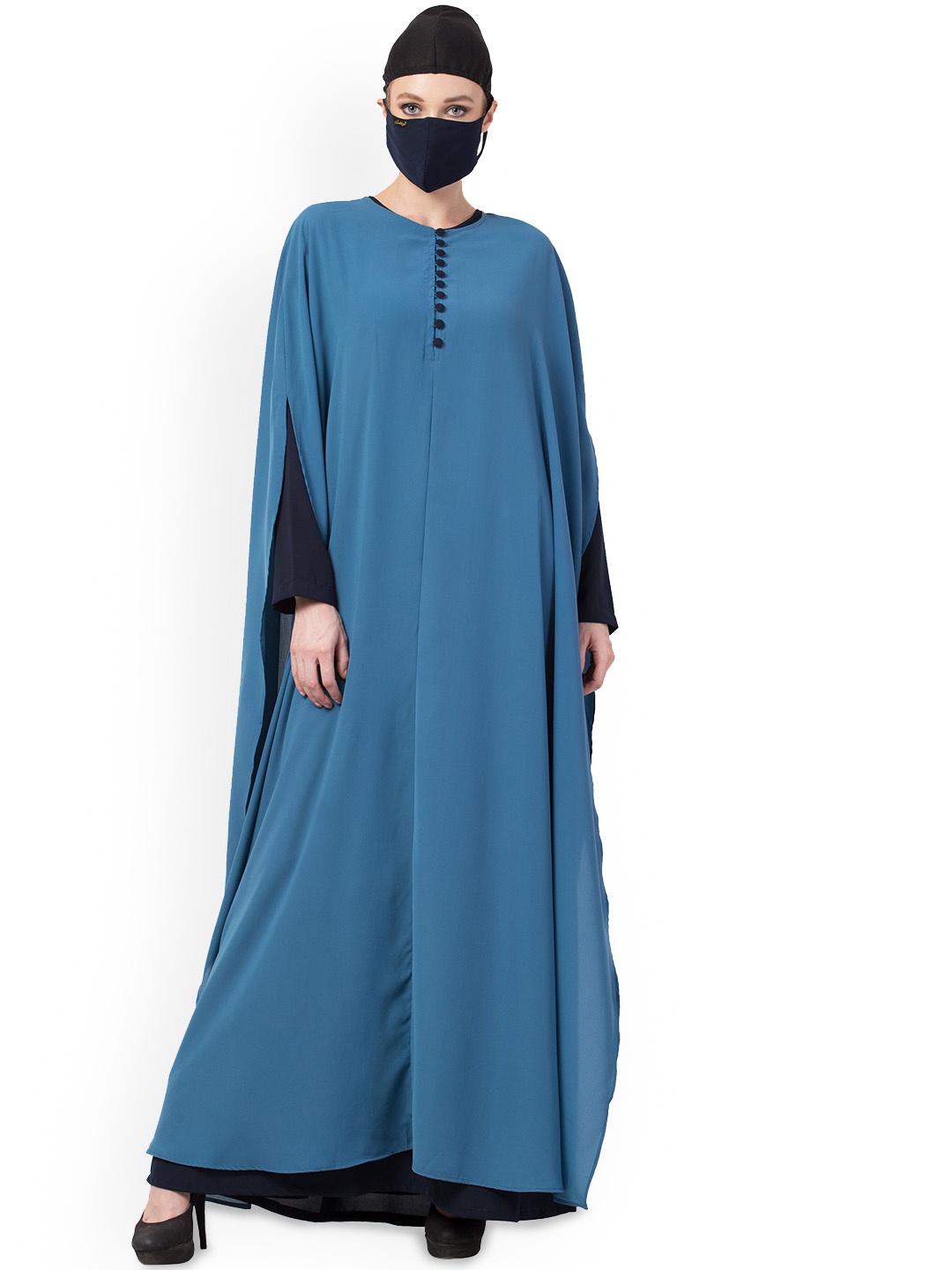 

MUSHKIYA Round Neck Cape and Abaya Burqas, Blue
