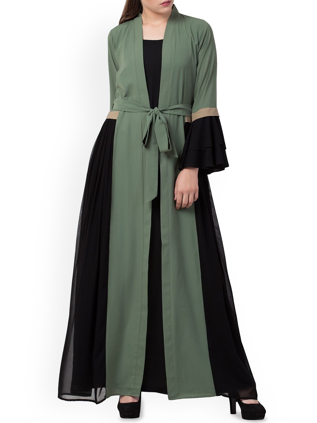 

MUSHKIYA Abaya Burqa With Shrug & Belt, Green