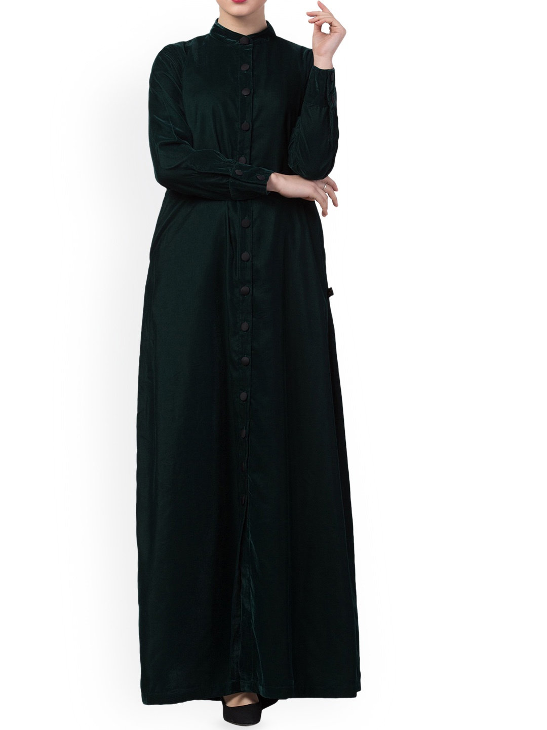 

MUSHKIYA Front Open Abaya Burqas, Green