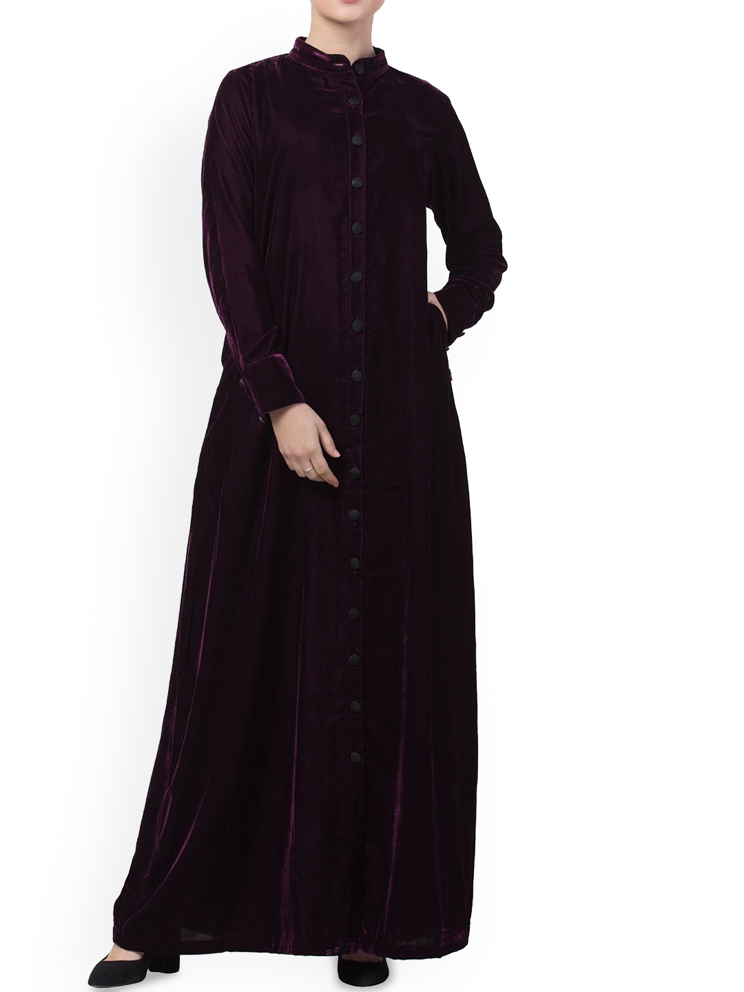 

MUSHKIYA High Neck Solid Abaya Burqa, Purple