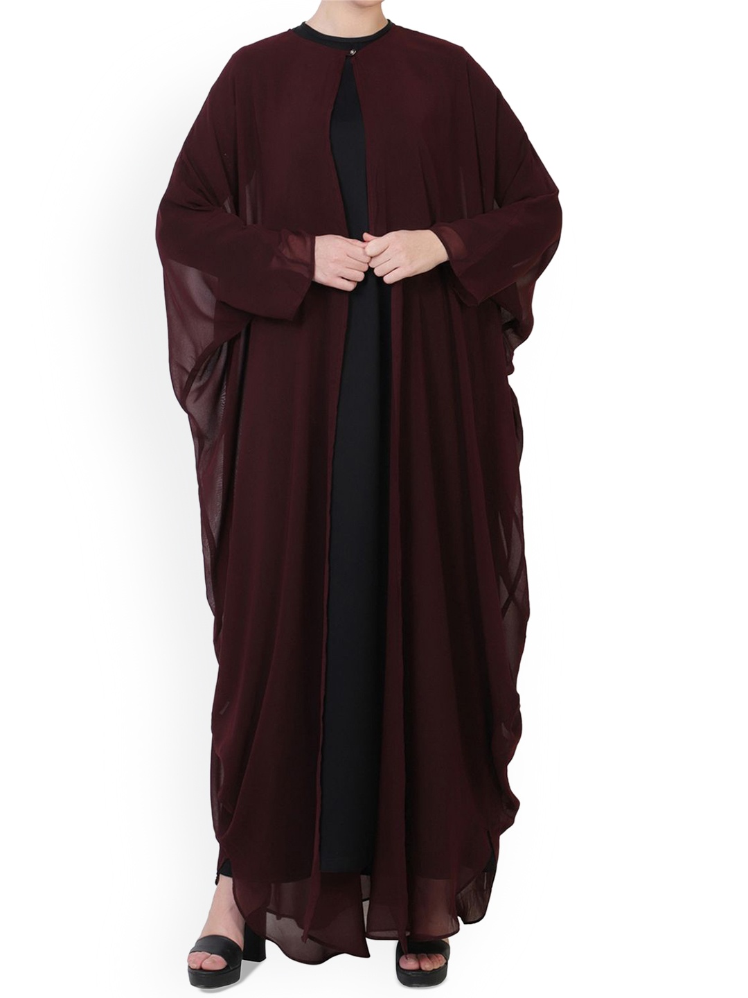 

MUSHKIYA Solid Abaya Burqa With Shrug, Black