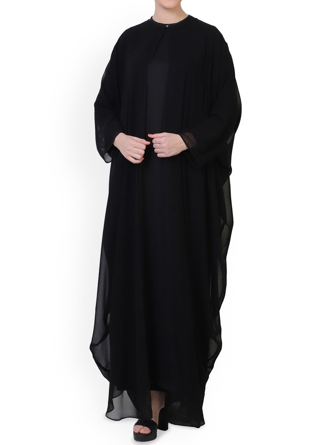 

MUSHKIYA Abaya Solid Burqa With Shrug, Black