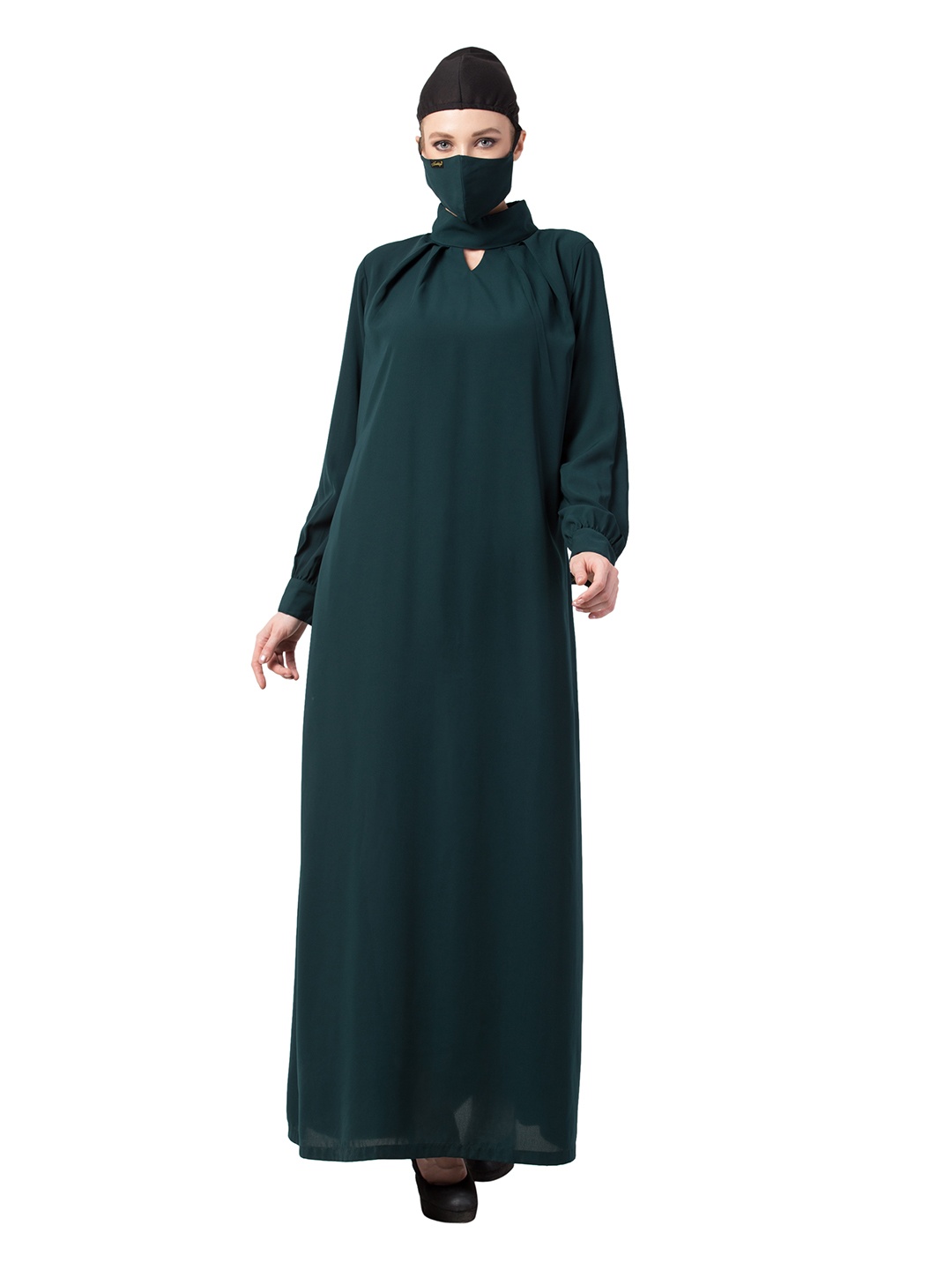 

MUSHKIYA Round Neck Solid Abaya Burqa, Green