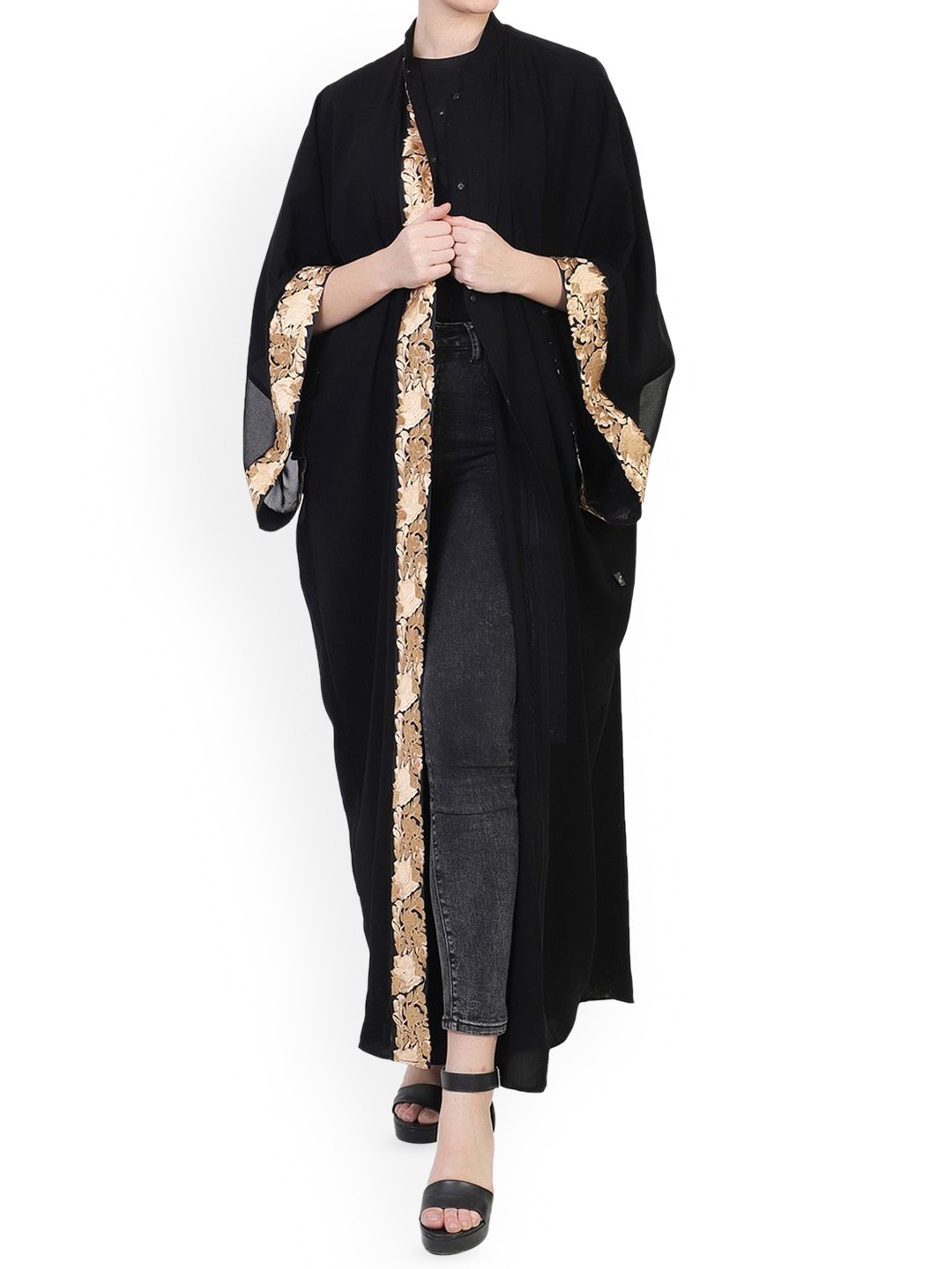 

MUSHKIYA Front Open Kaftan Abaya Burqa, Black