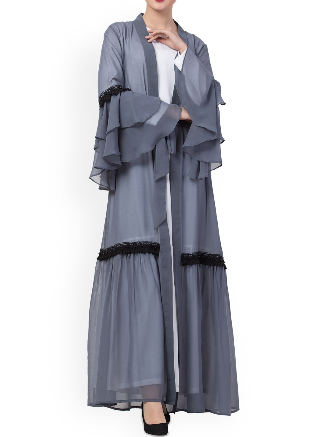 

MUSHKIYA Round Neck Abaya Burqa, Grey