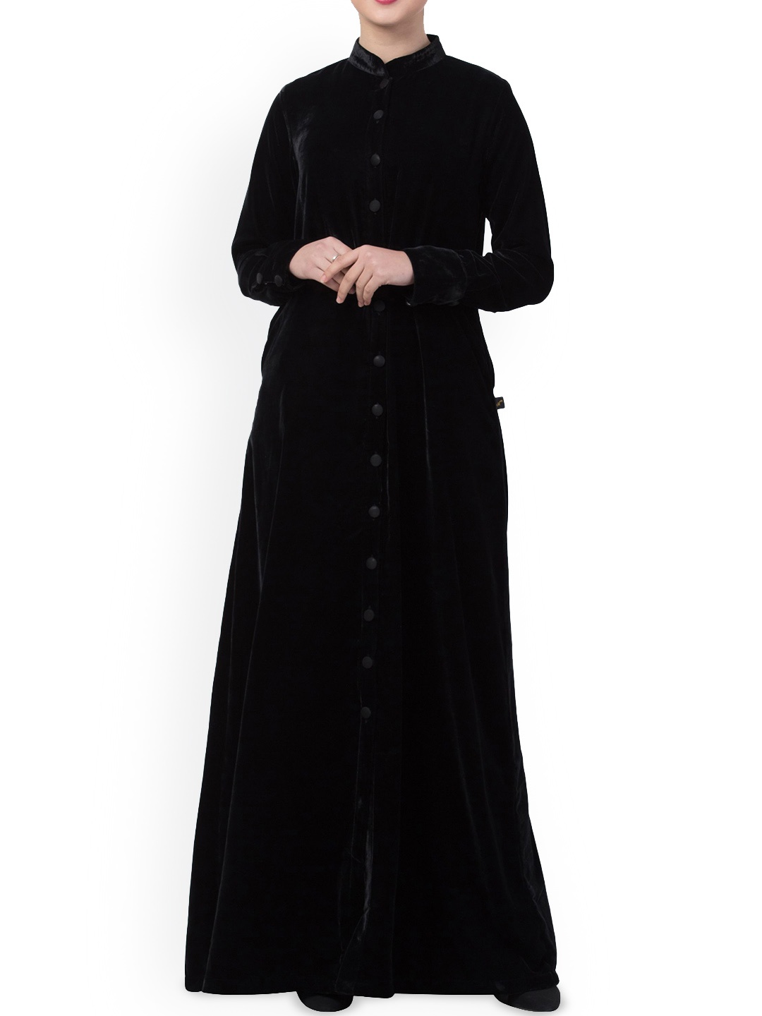 

MUSHKIYA Front Open Solid Abaya Burqa, Black