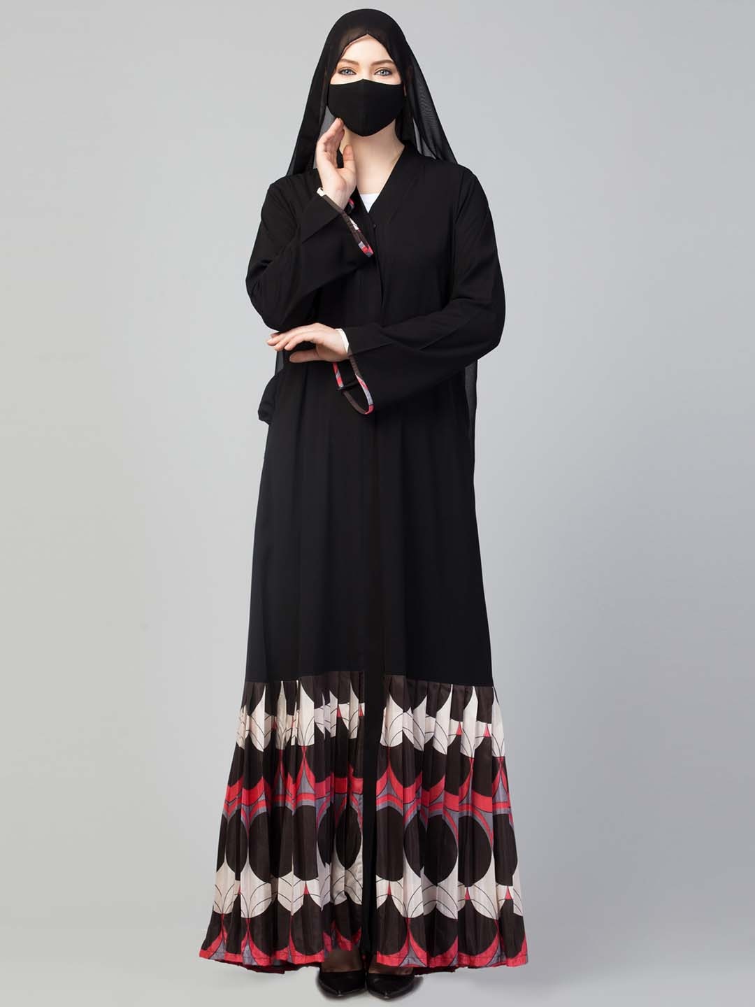 

MUSHKIYA Round Neck Abaya Burqa, Black