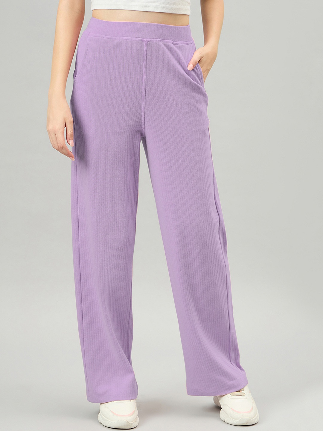 

FEMEA Women Flared Fit Regular Track Pant, Lavender