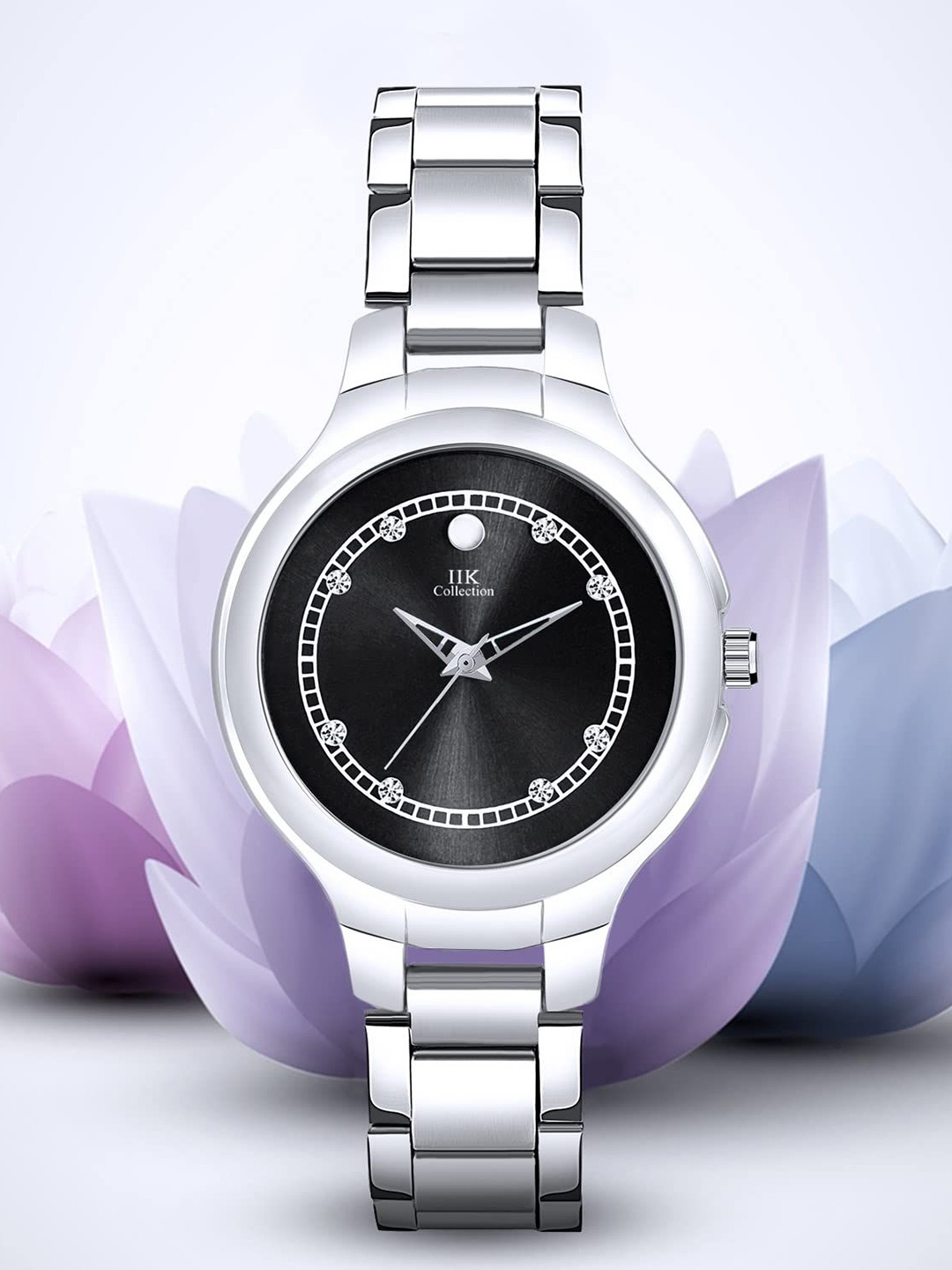 

IIK COLLECTION Women Round Dial Stainless Steel Bracelet Style Straps Analogue Watch, Silver