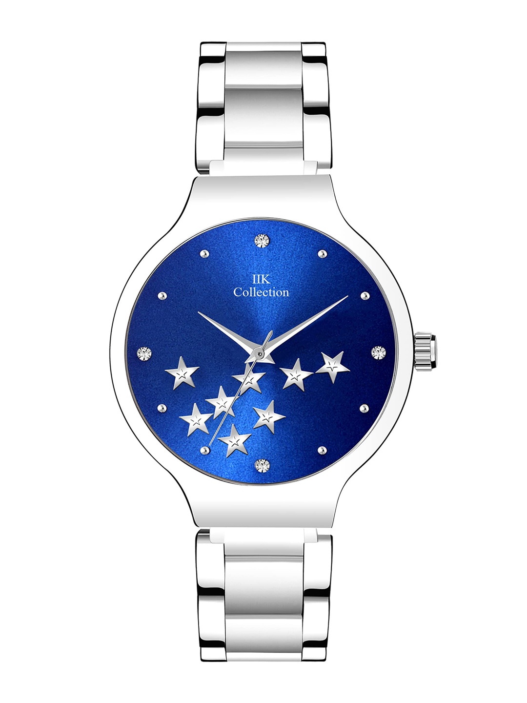 

IIK COLLECTION Women Round Dial Stainless Steel Bracelet Style Straps Analogue Watch, Silver