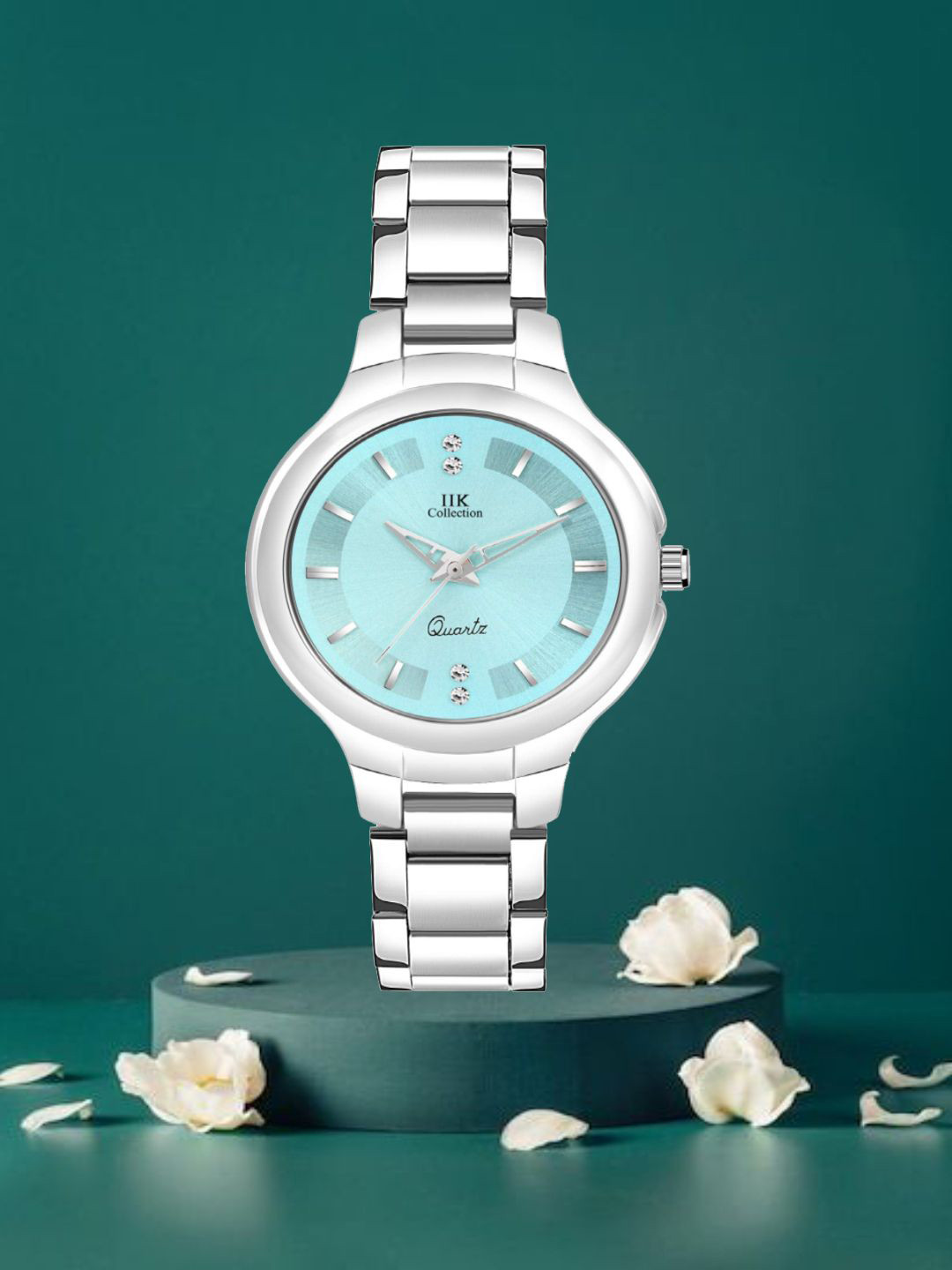 

IIK COLLECTION Women Round Dial Stainless Steel Bracelet Style Straps Analogue Watch, Silver