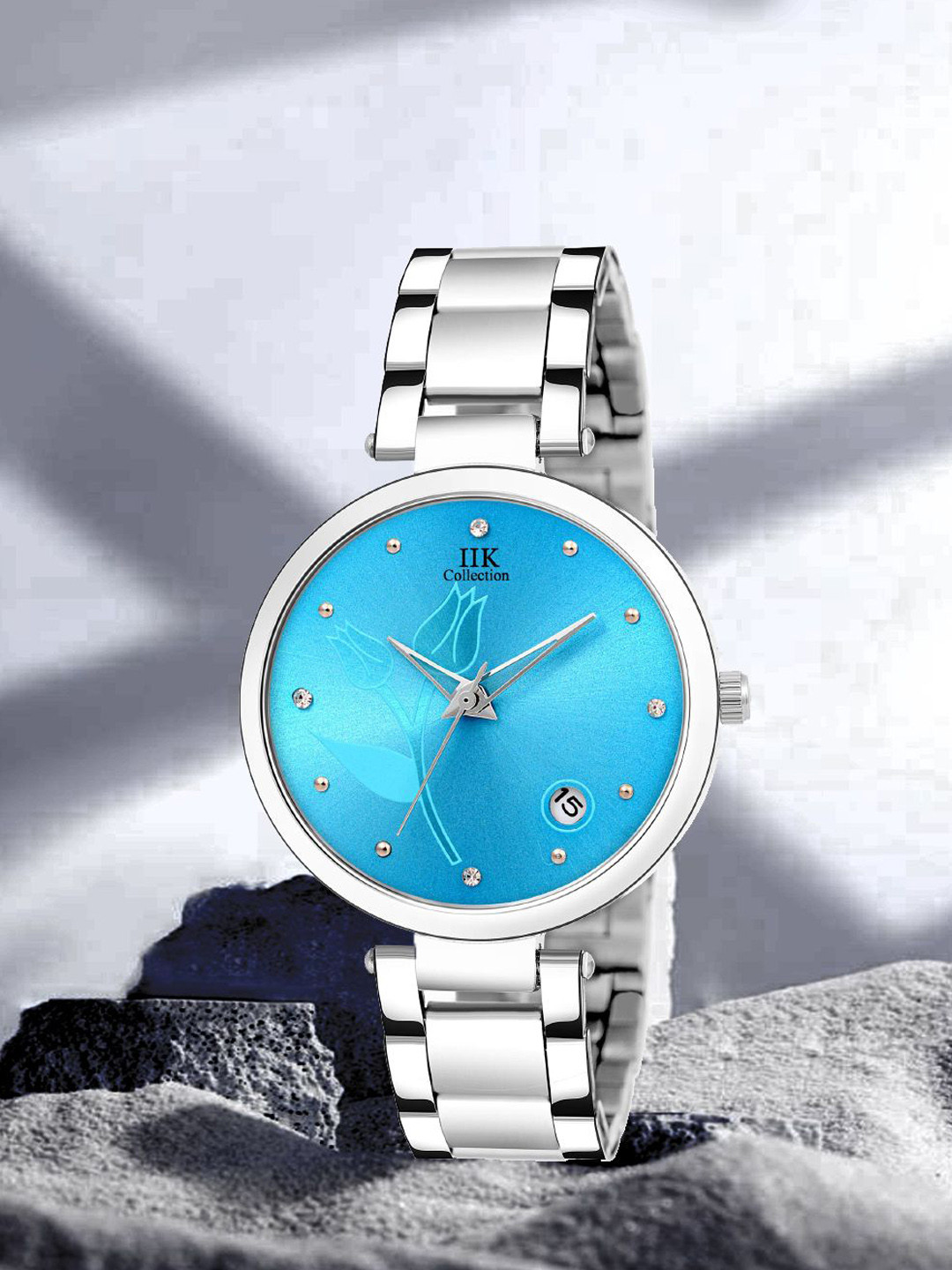 

IIK COLLECTION Women Round Dial Stainless Steel Bracelet Style Straps Analogue Watch, Silver