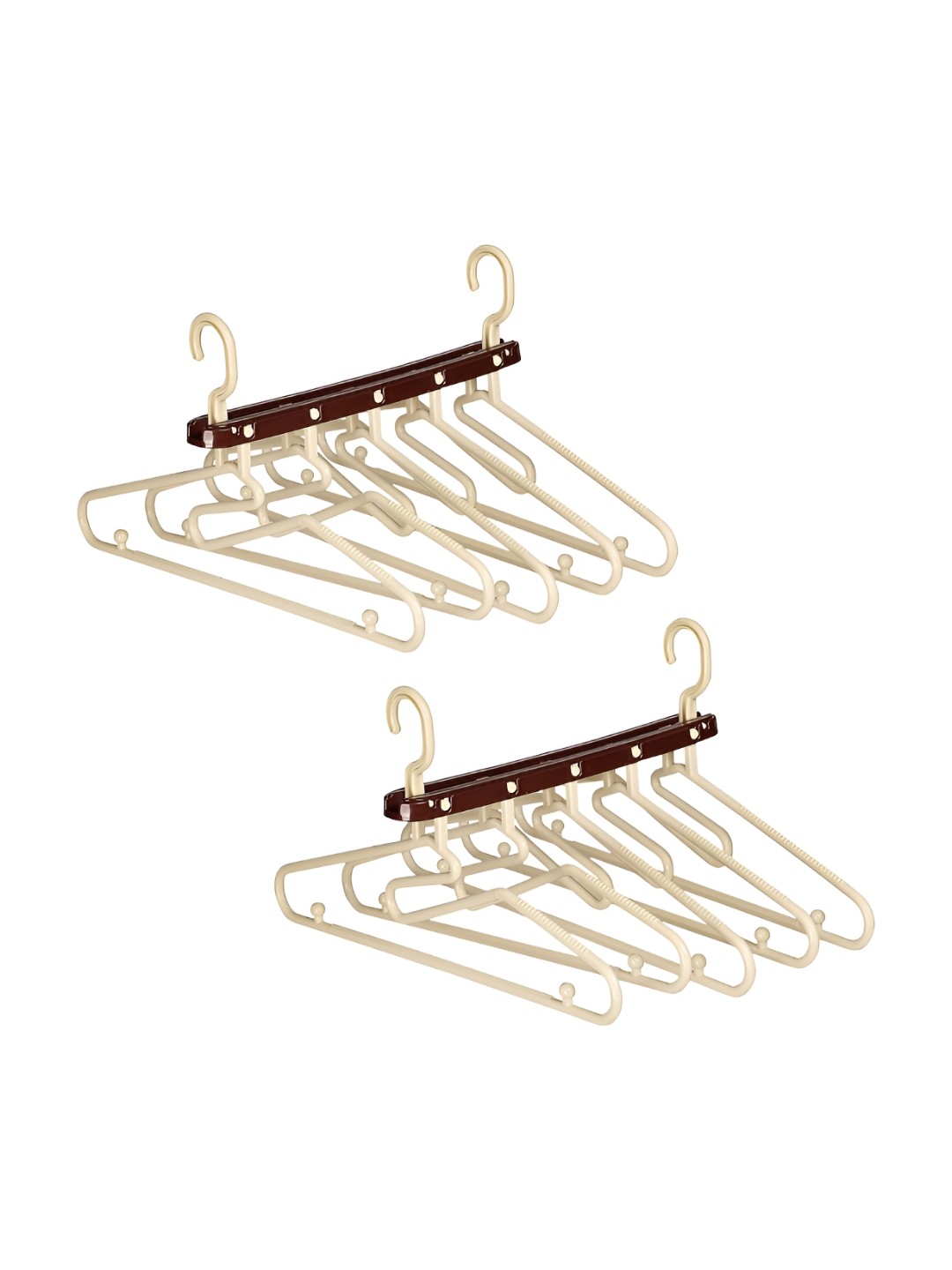 

Kuber Industries Cream-Colored 2 Pieces Textured Non Coated 5 in 1 Folding Hangers