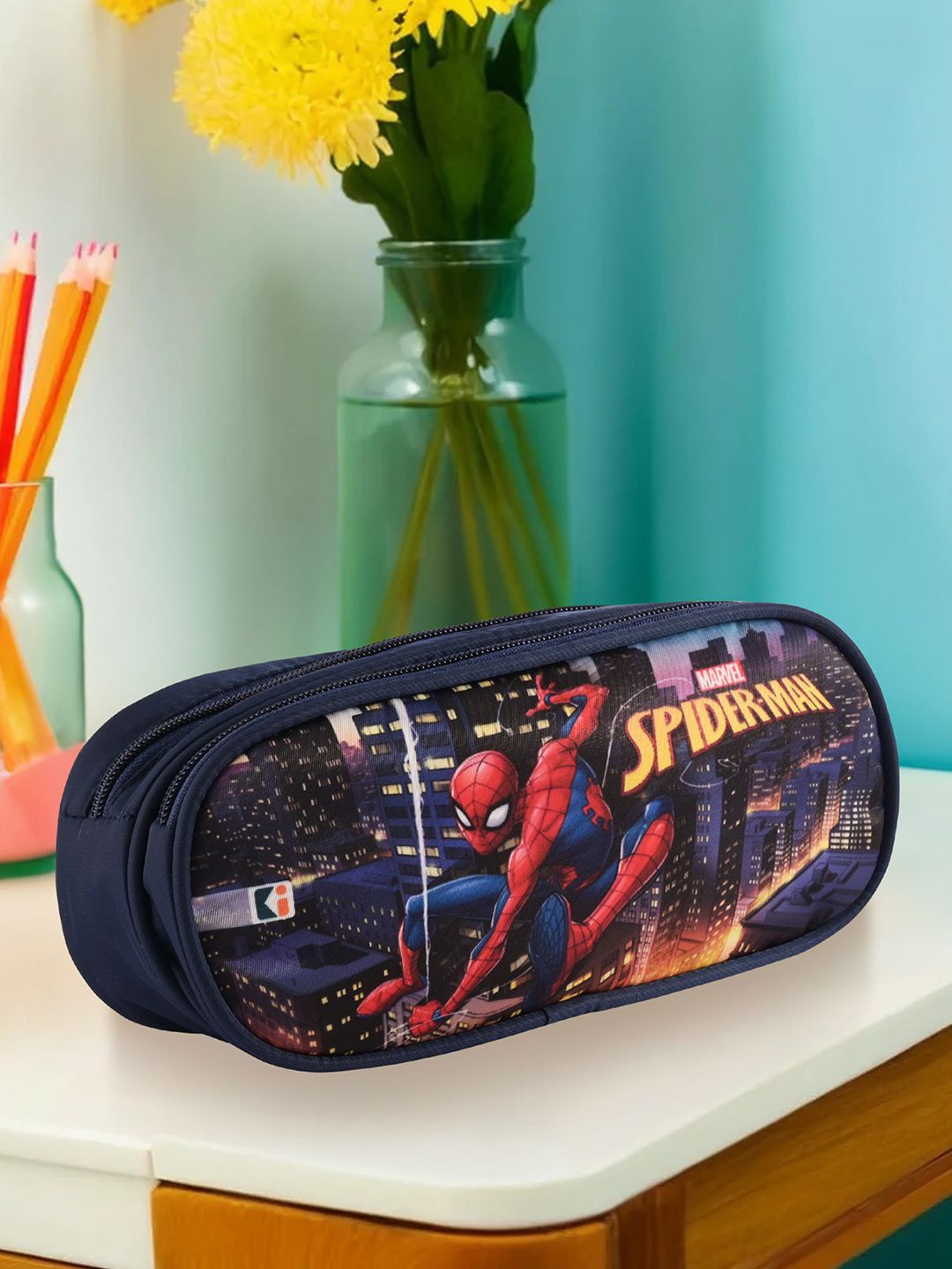 

Kuber Industries Unisex Set of 3 Marvel Spider-Man City of Heros Printed Pencil Pouch, Blue