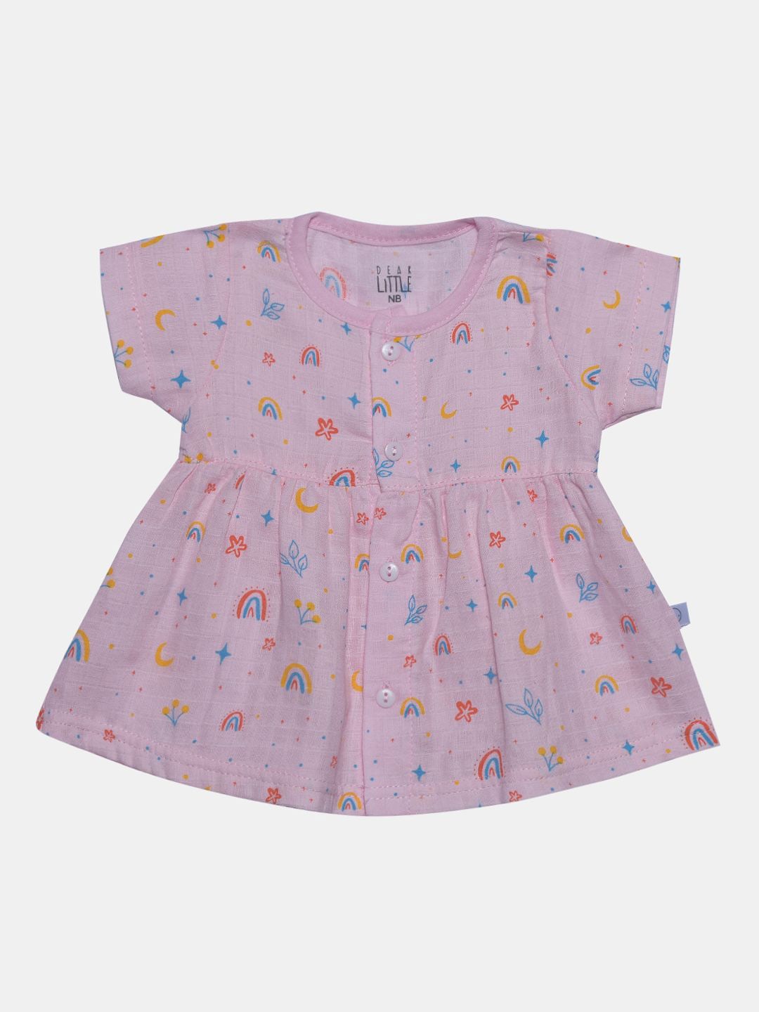 

Dear Little Girls Round Neck Fit & Flare Dress, Pink