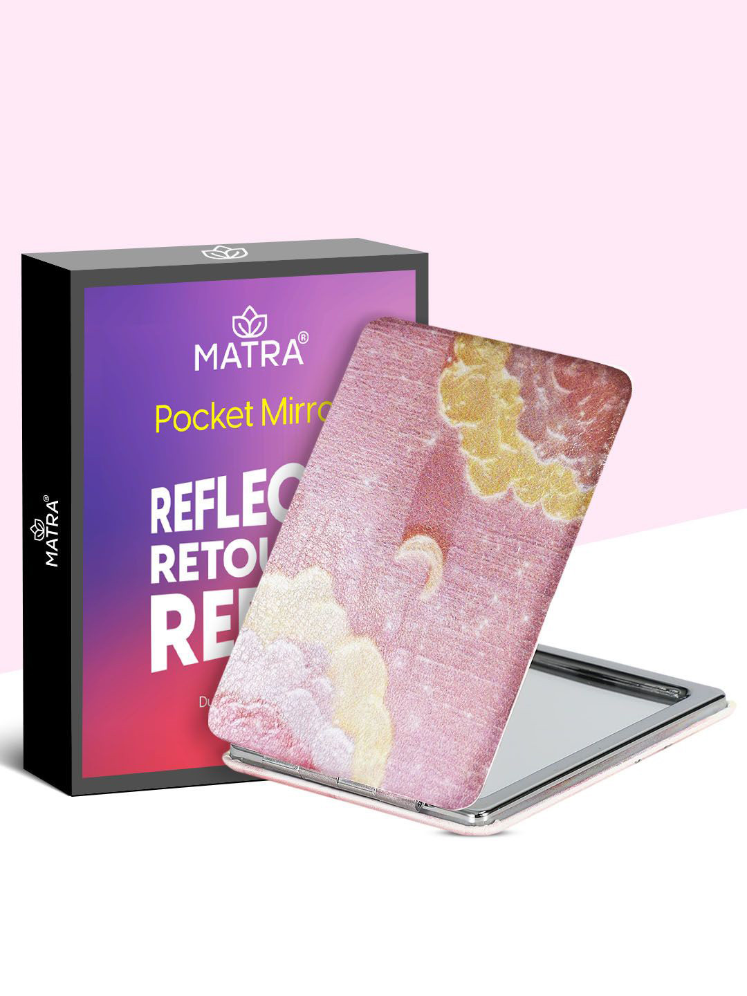 

MATRA Double-Sided Compact Portable Foldable Makeup Pocket Mirror, Pink