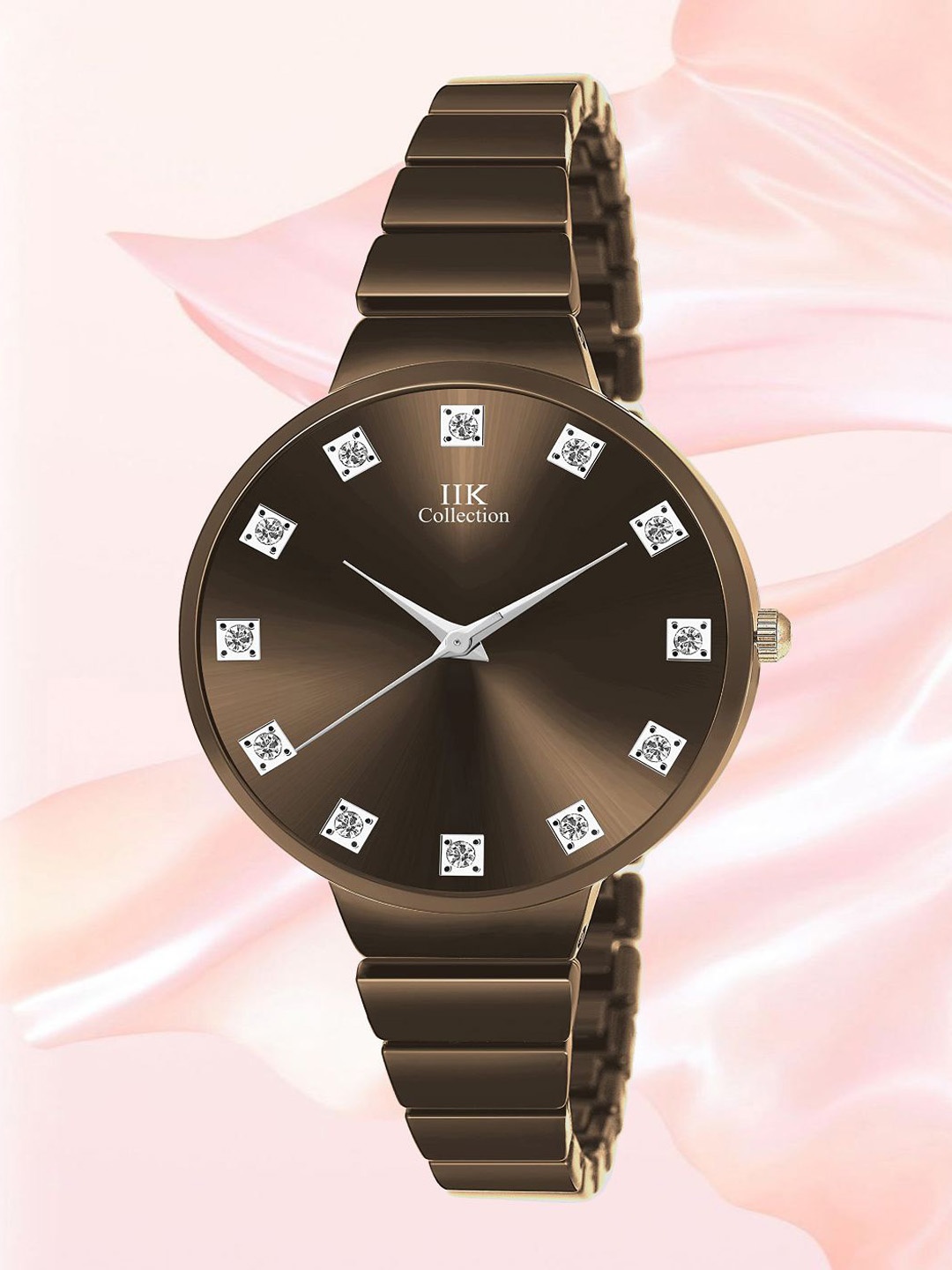 

IIK COLLECTION Women Dial & Stainless Steel Bracelet Style Straps Analogue Watch IIK-3139W, Brown