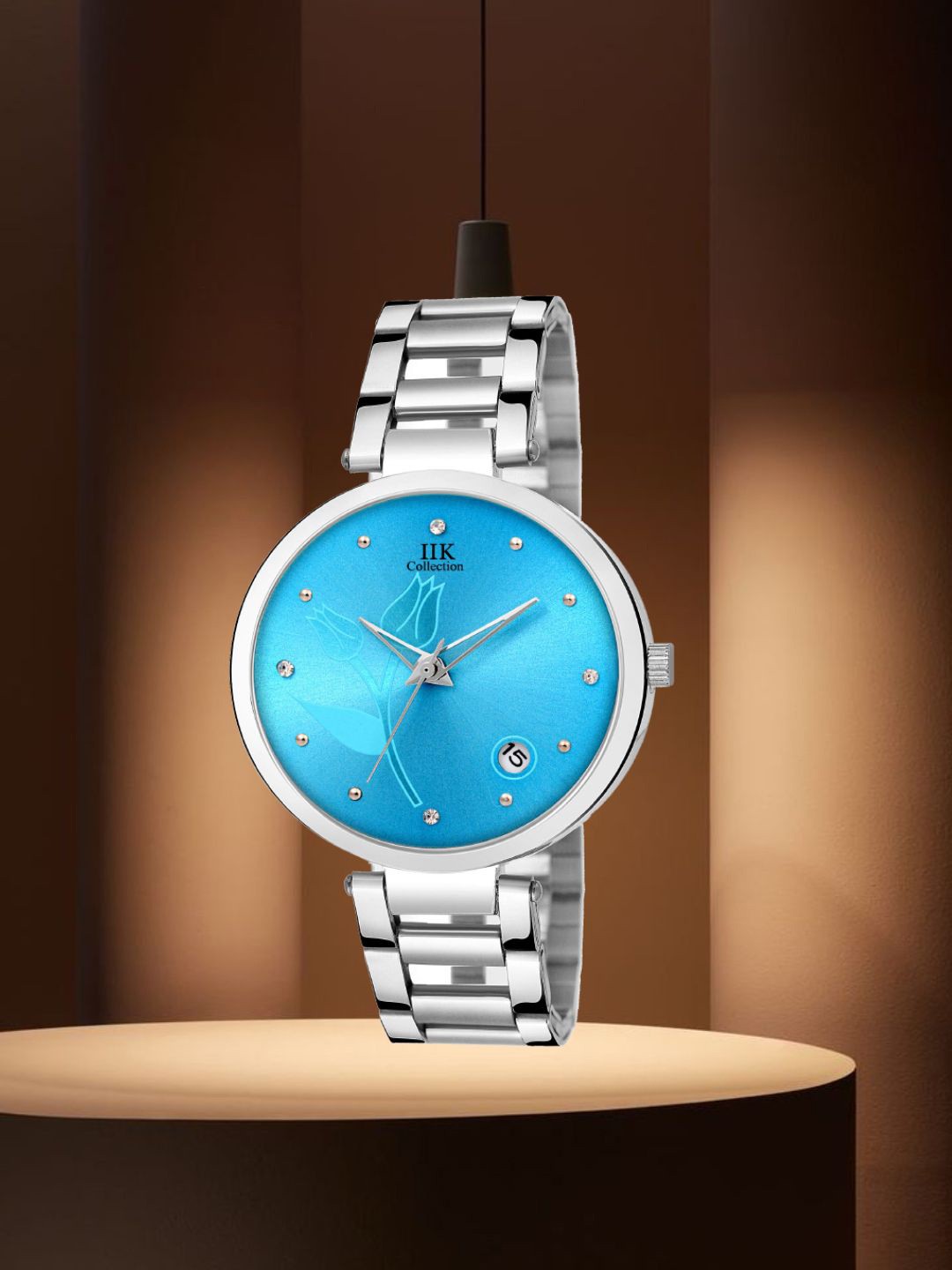 

IIK COLLECTION Women Round Dial Stainless Steel Bracelet Style Straps Analogue Watch, Silver