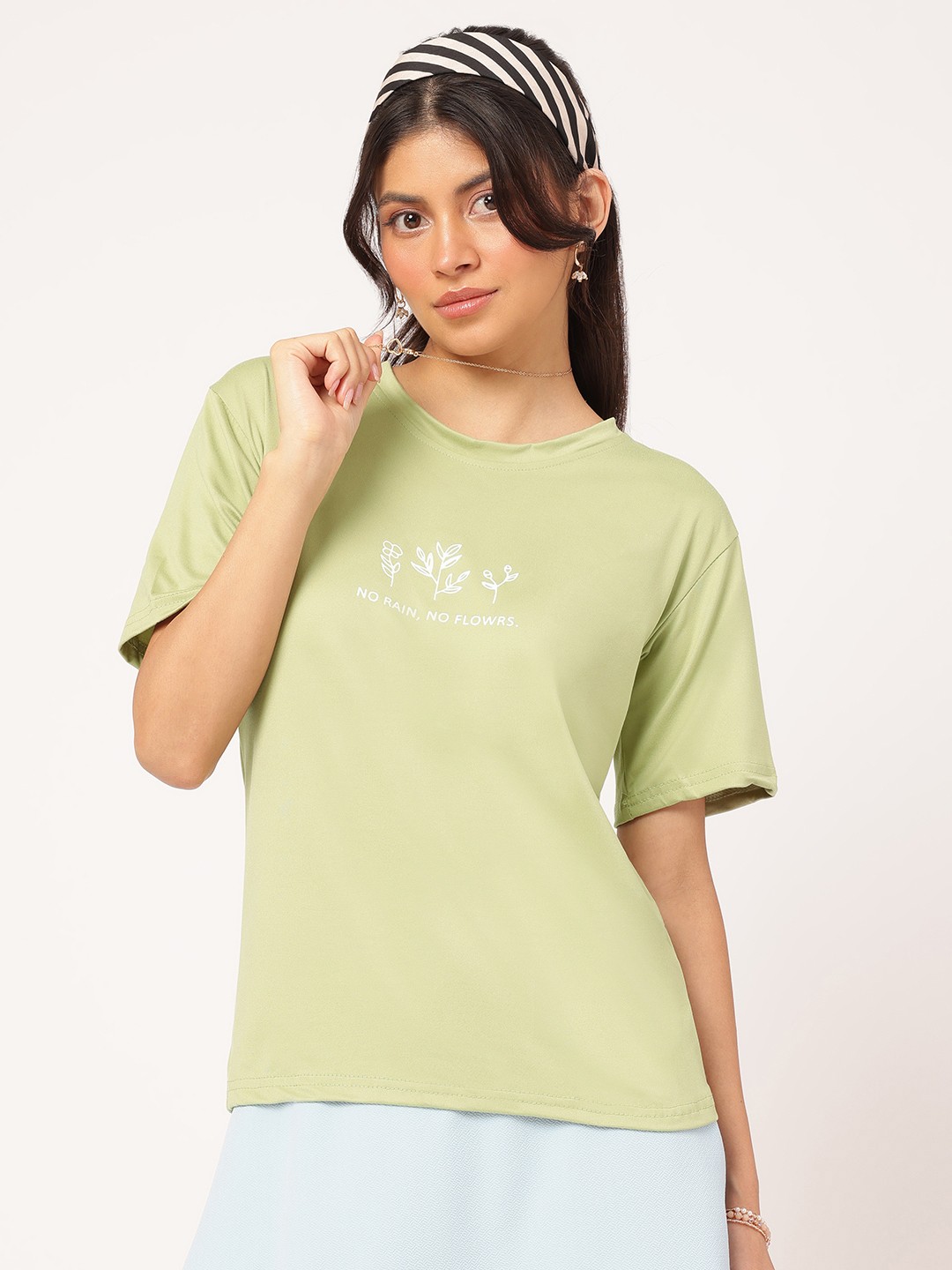 

DressBerry Revamped Go-To Printed T-shirt, Green