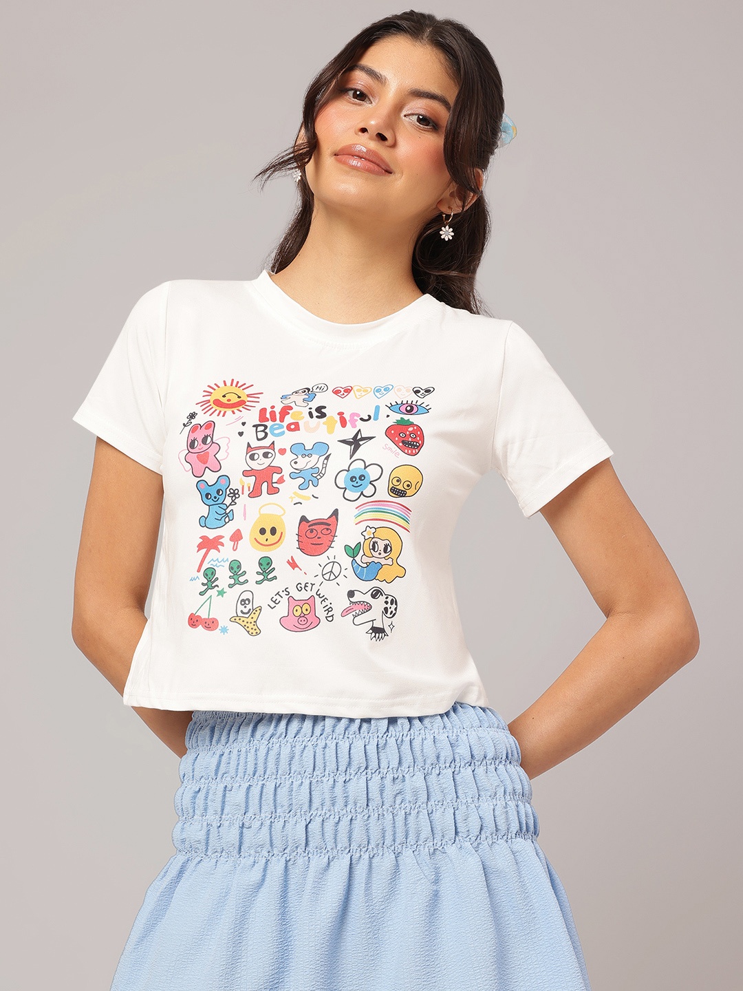 

DressBerry Quirky Punk Printed T-shirt, White