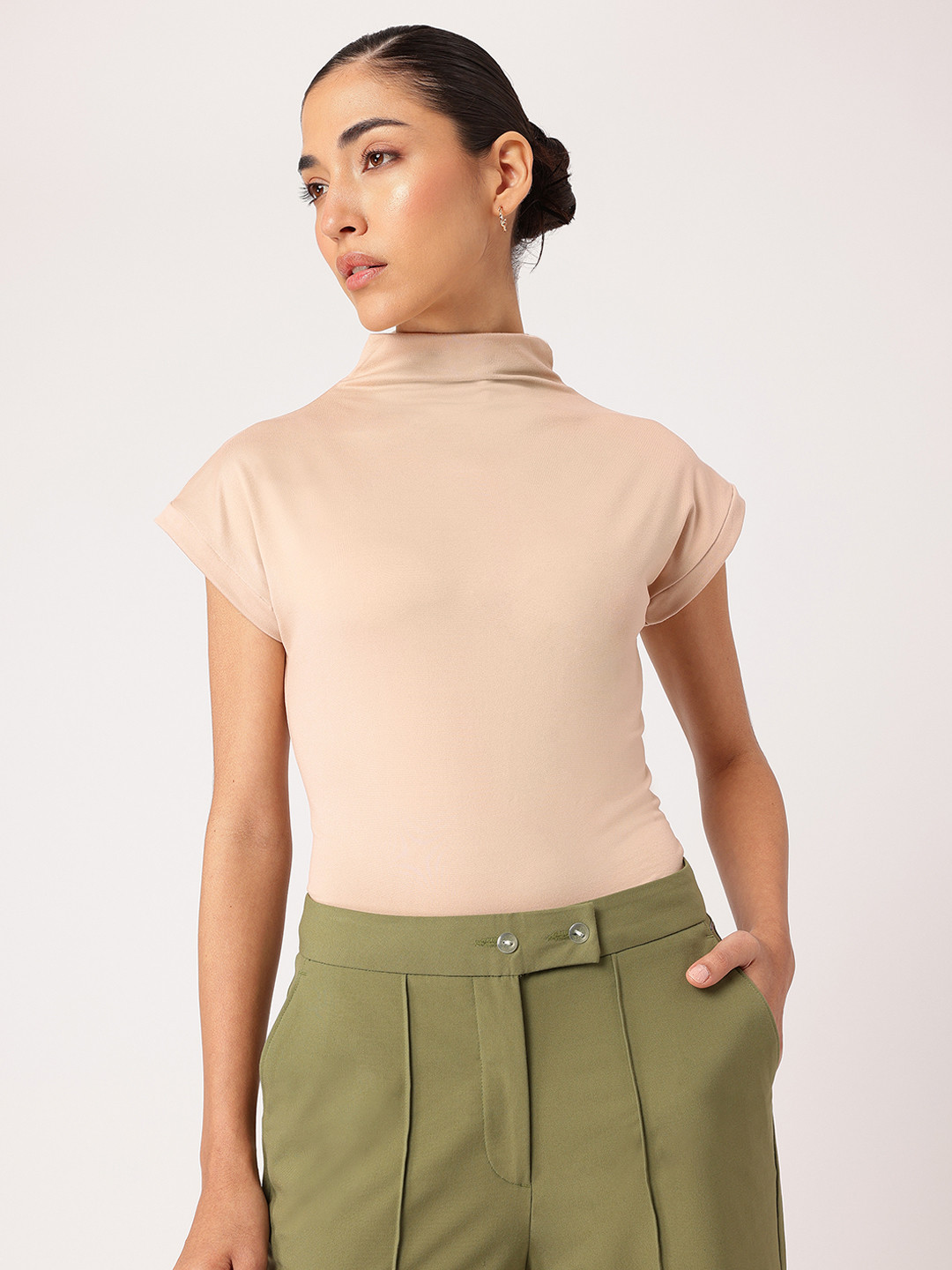 

DressBerry K-Chic High Neck Top, Beige