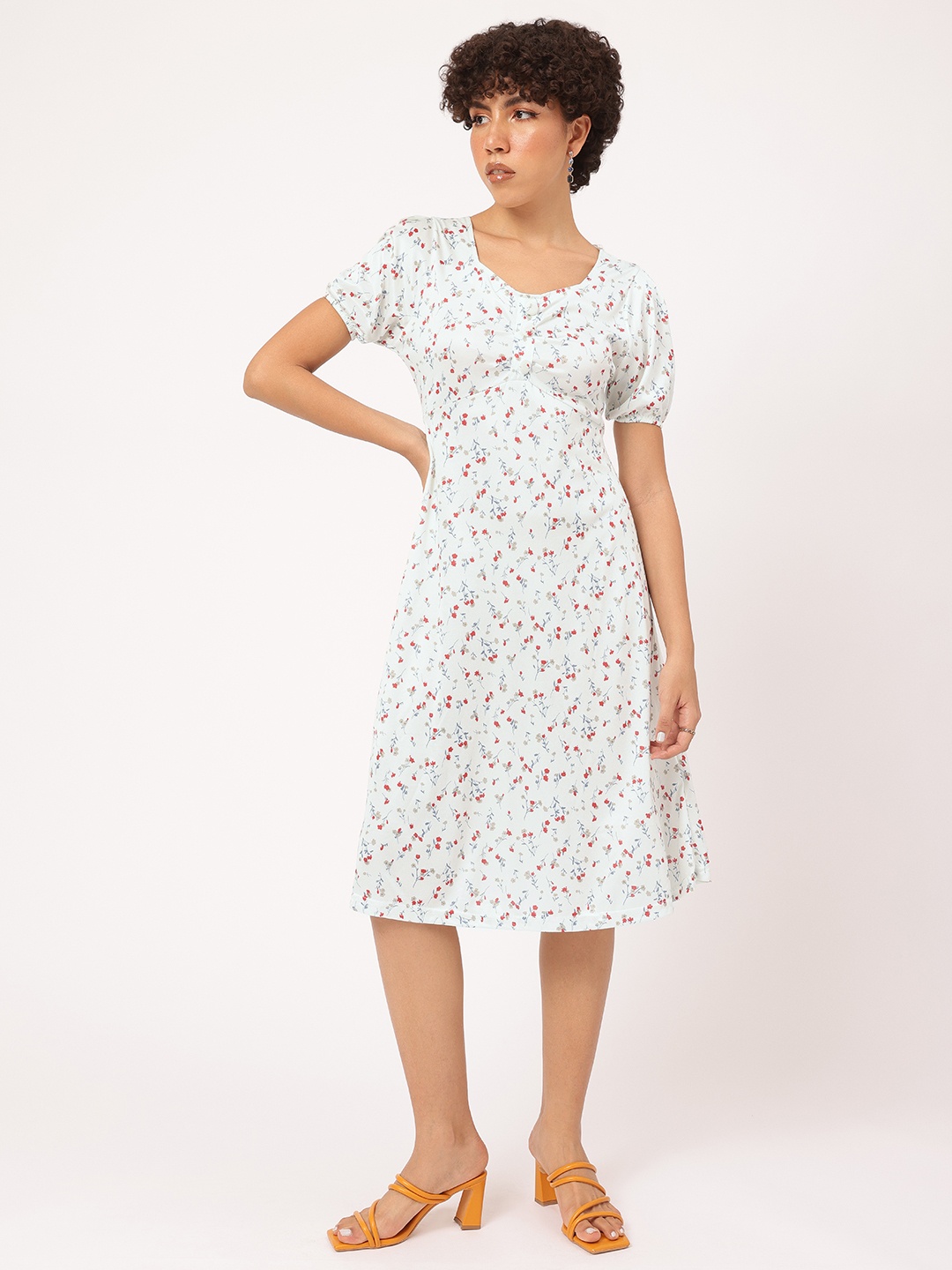 

DressBerry Spring Blossom Floral Empire Midi Dress, White