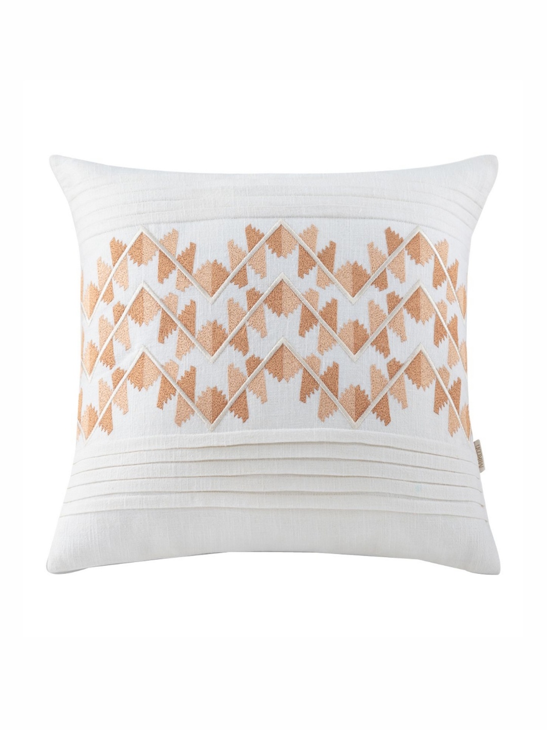 

Mirooh White Embroidered Cotton Filled Cushion