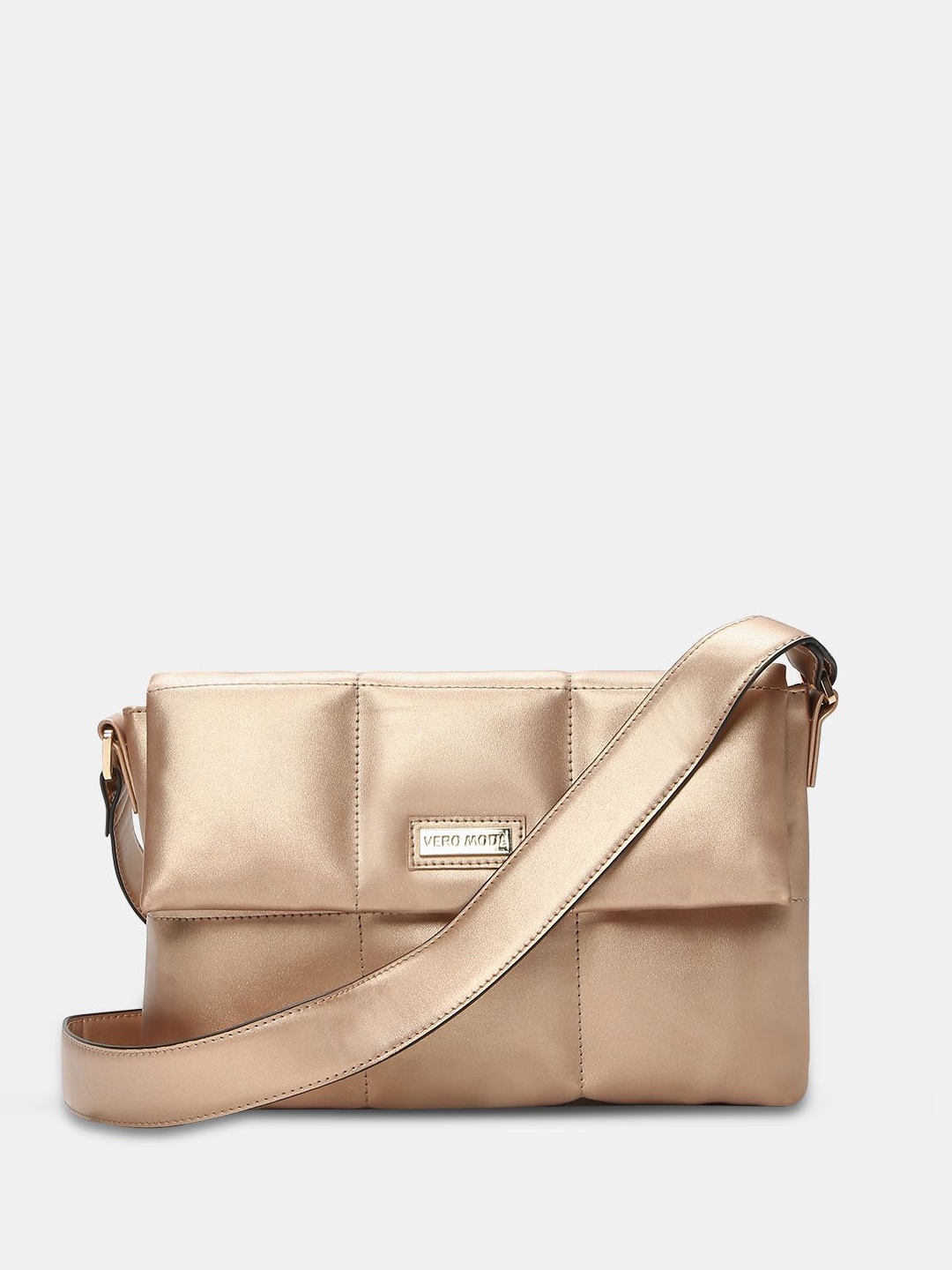 

Vero Moda Women Solid PU Structured Shoulder Bag, Gold