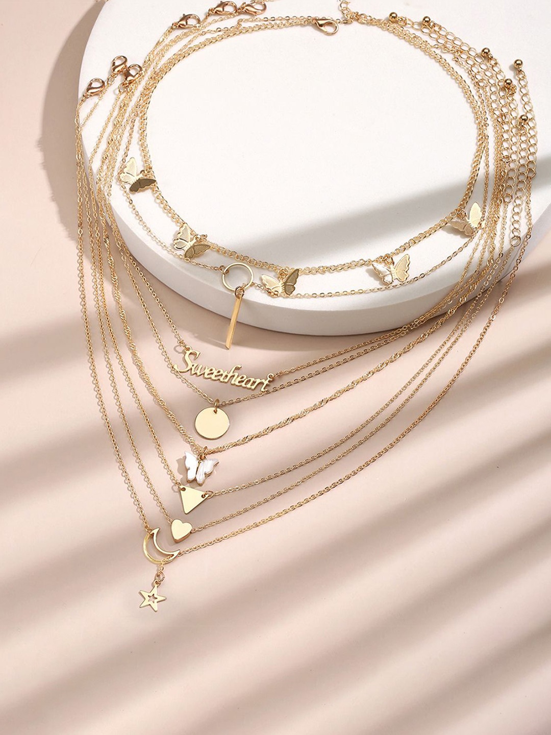 

Jewels Galaxy Set of 8 Gold Plated Necklace