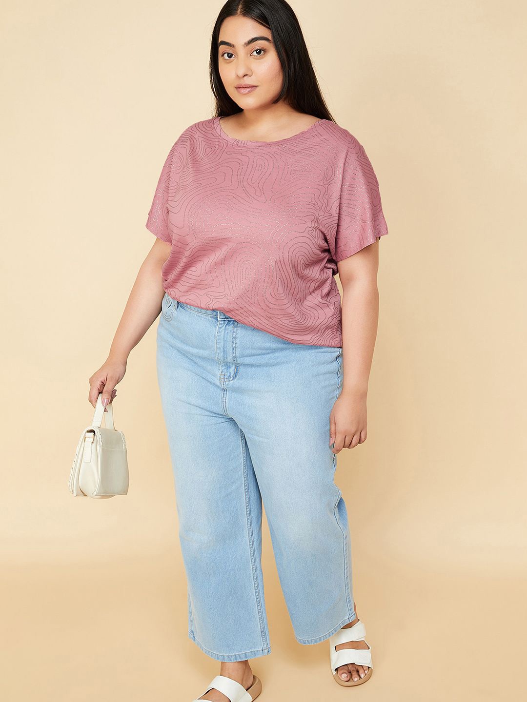 

max Women Solid Round Neck Cotton T-shirt, Pink