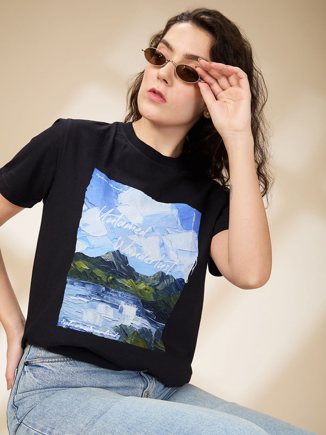 

The Roadster Lifestyle Co Printed Cotton Tshirts, Black