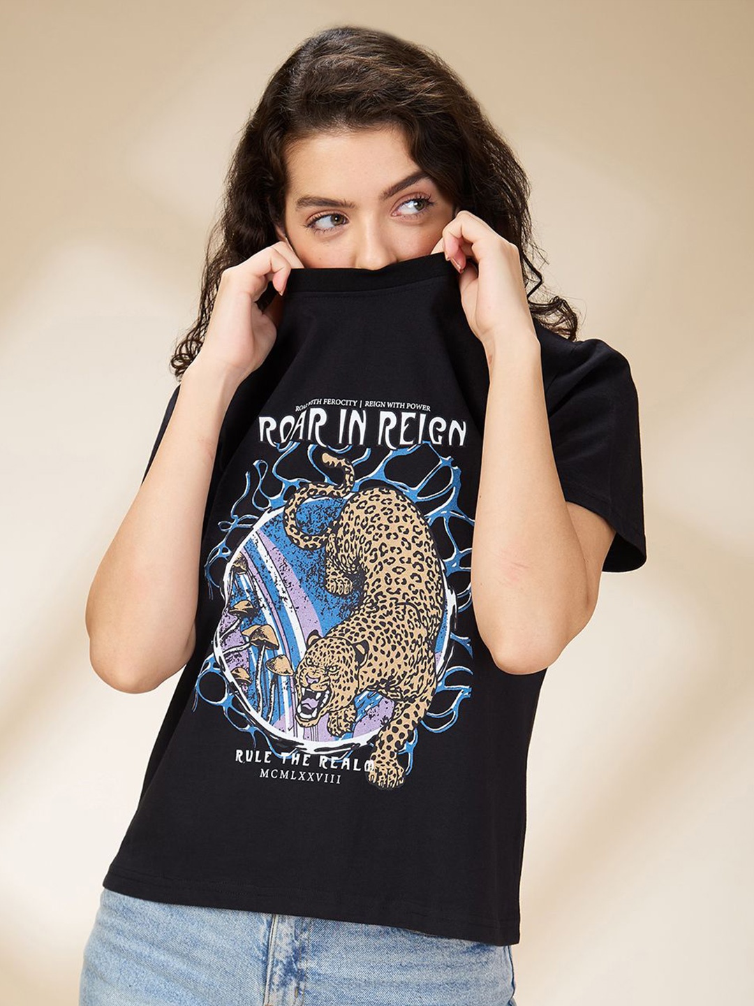 

The Roadster Lifestyle Co Printed Cotton Tshirts, Black