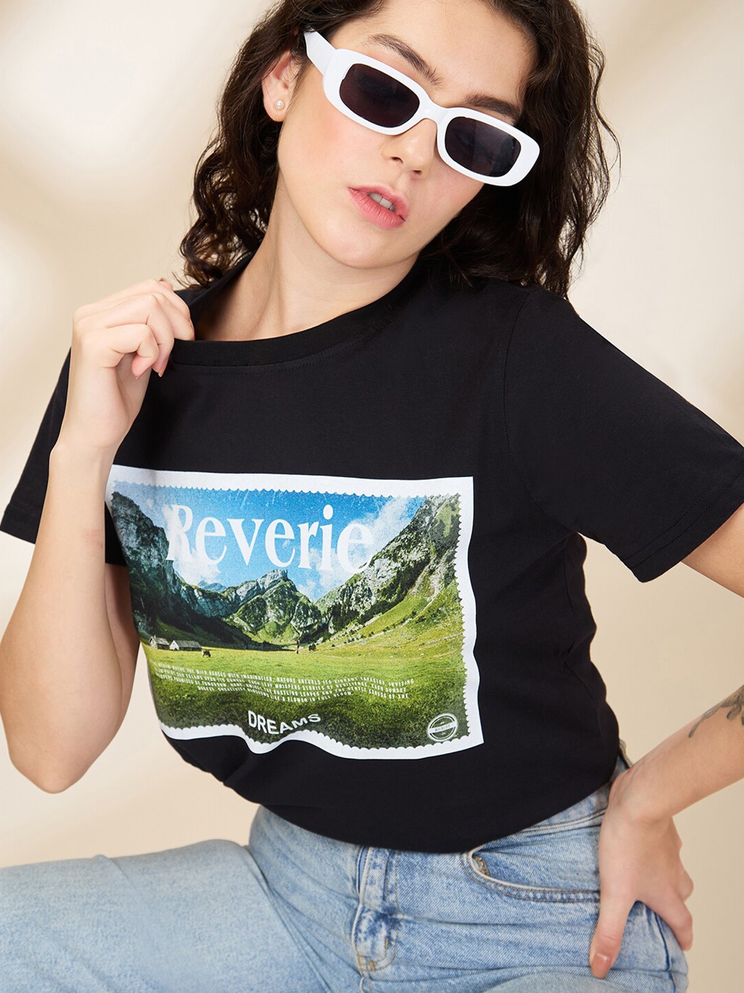 

The Roadster Lifestyle Co Printed Cotton Tshirts, Black
