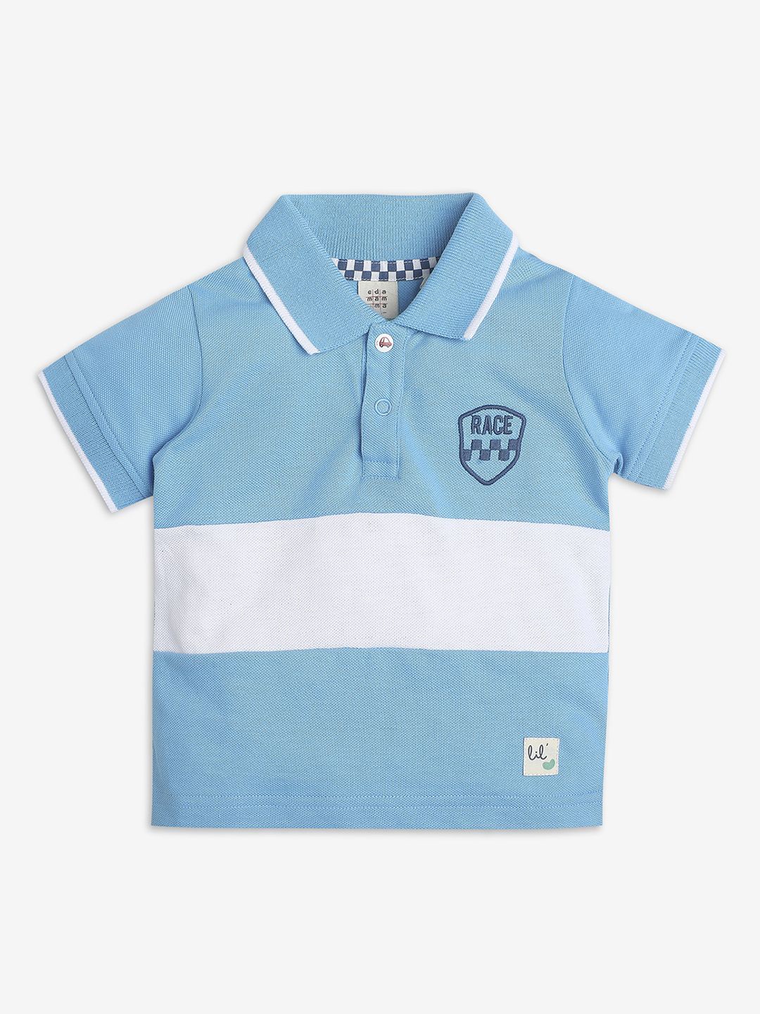 

Ed-a-Mamma Baby Boys Colourblocked Polo Collar T-shirt, Blue