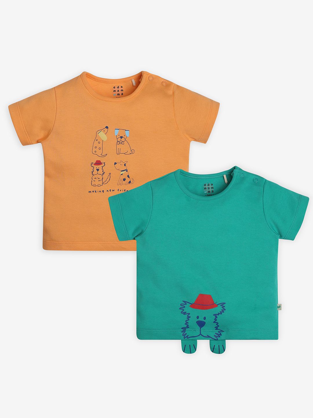 

Ed-a-Mamma Baby Boys Typography 2 Printed Bio Finish Applique T-shirt, Multi