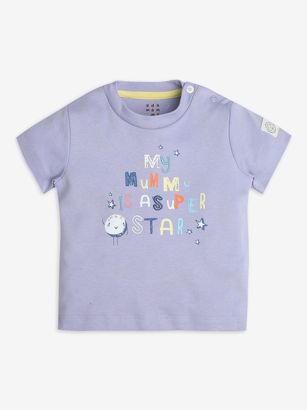 

Ed-a-Mamma Baby Kids Unisex Typography Printed Round Neck T-shirt, Lavender