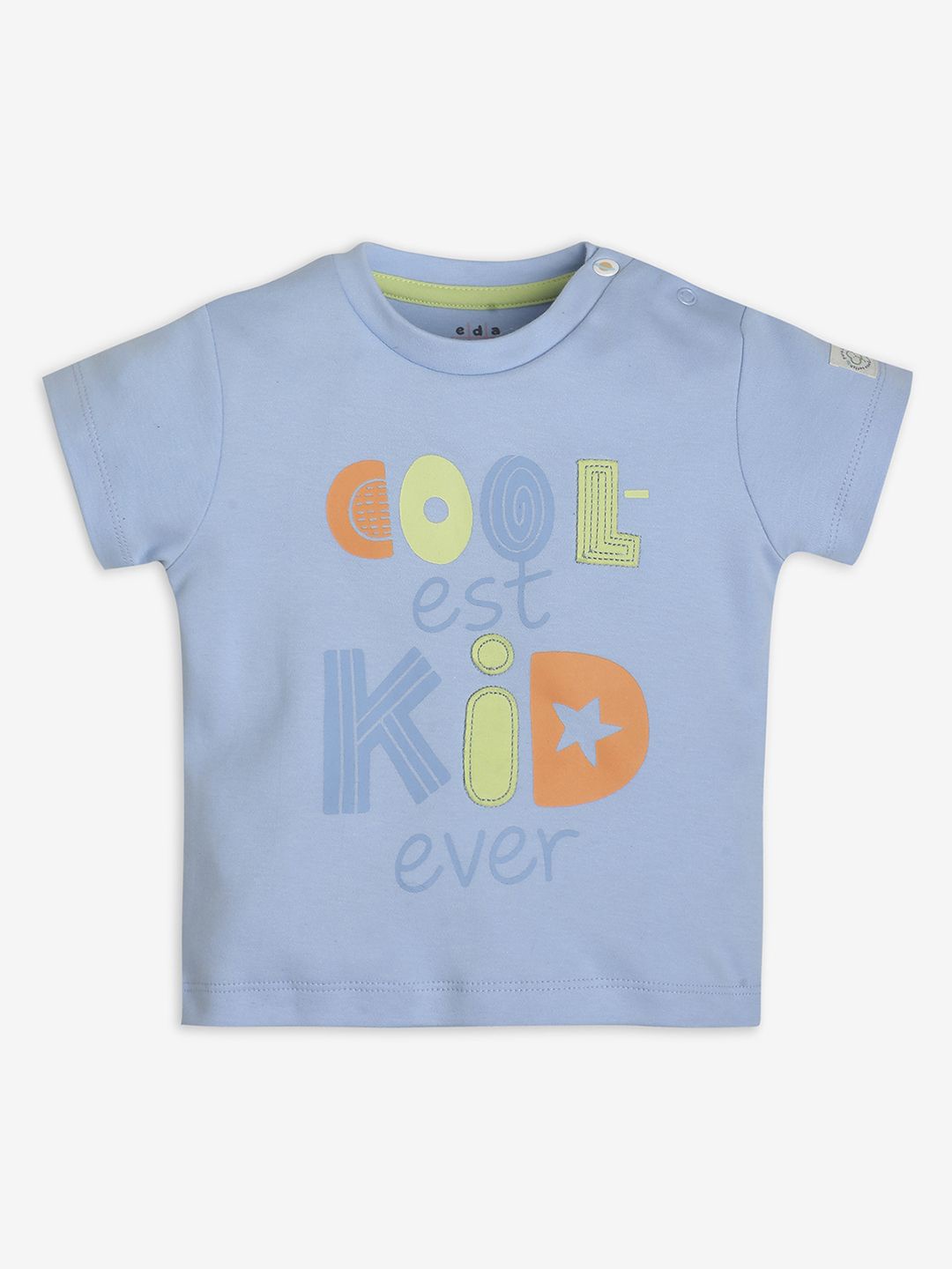 

Ed-a-Mamma Baby Kids Unisex Typography Printed Round Neck T-shirt, Blue