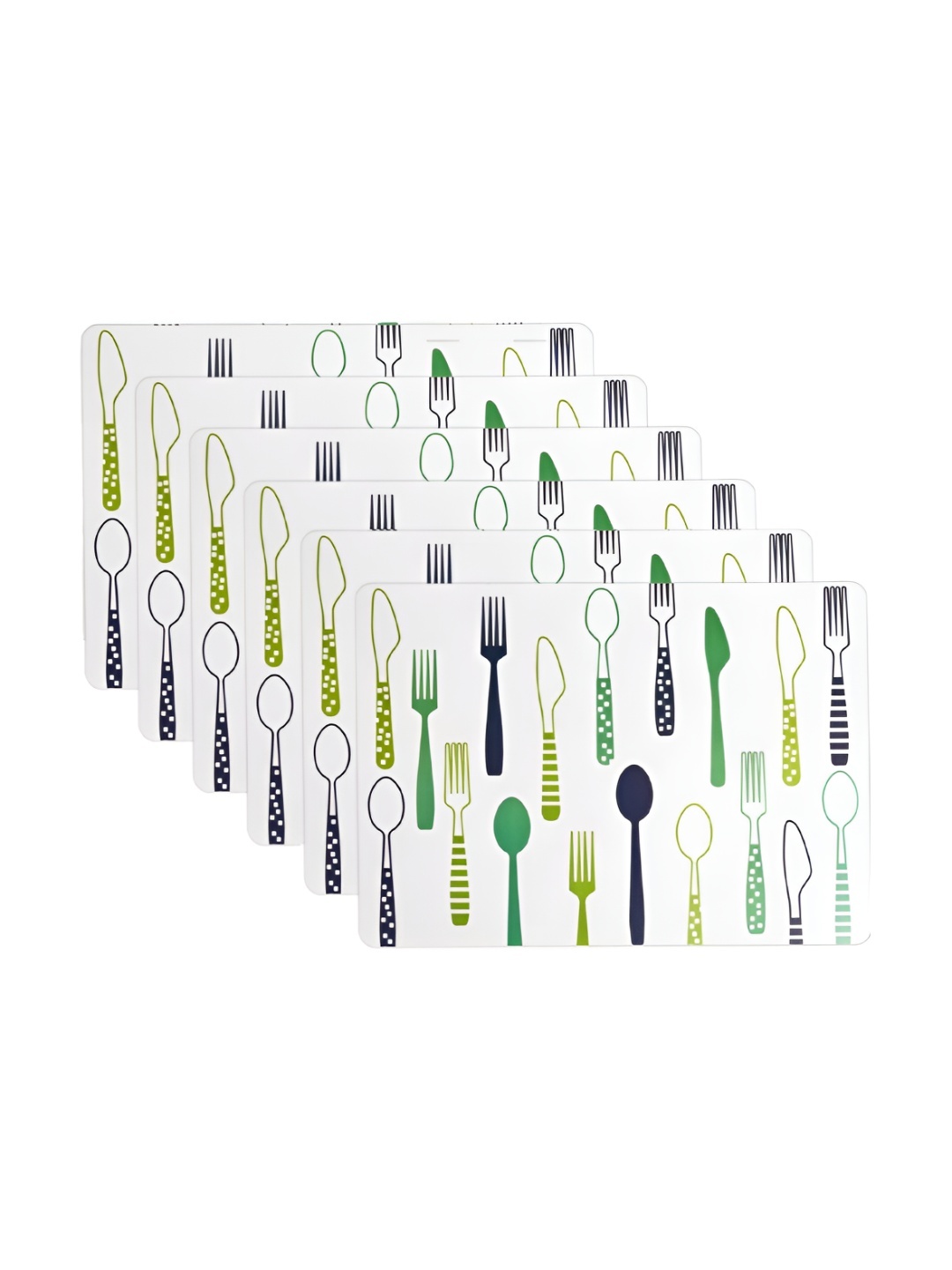

P-Plus International White & Green 6 Pieces Printed Rectangular Table Placemats