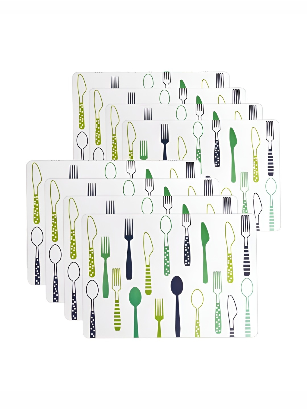 

P-Plus International Green & White 8 Pieces Printed Table Placemats