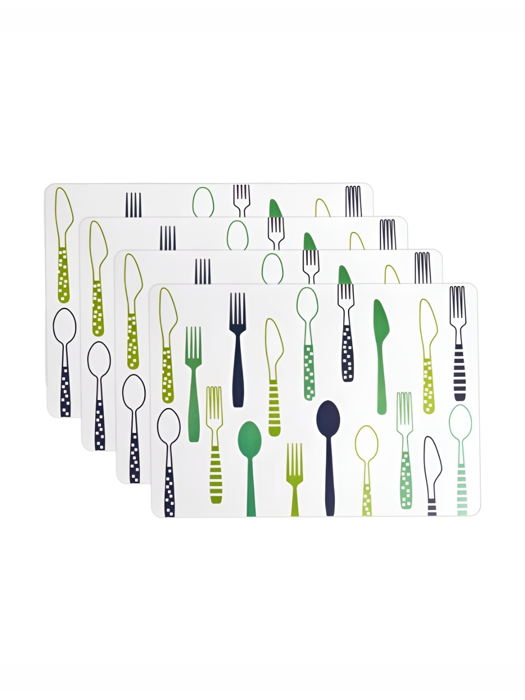 

P-Plus International Green & White 4 Pieces Printed Table Placemats