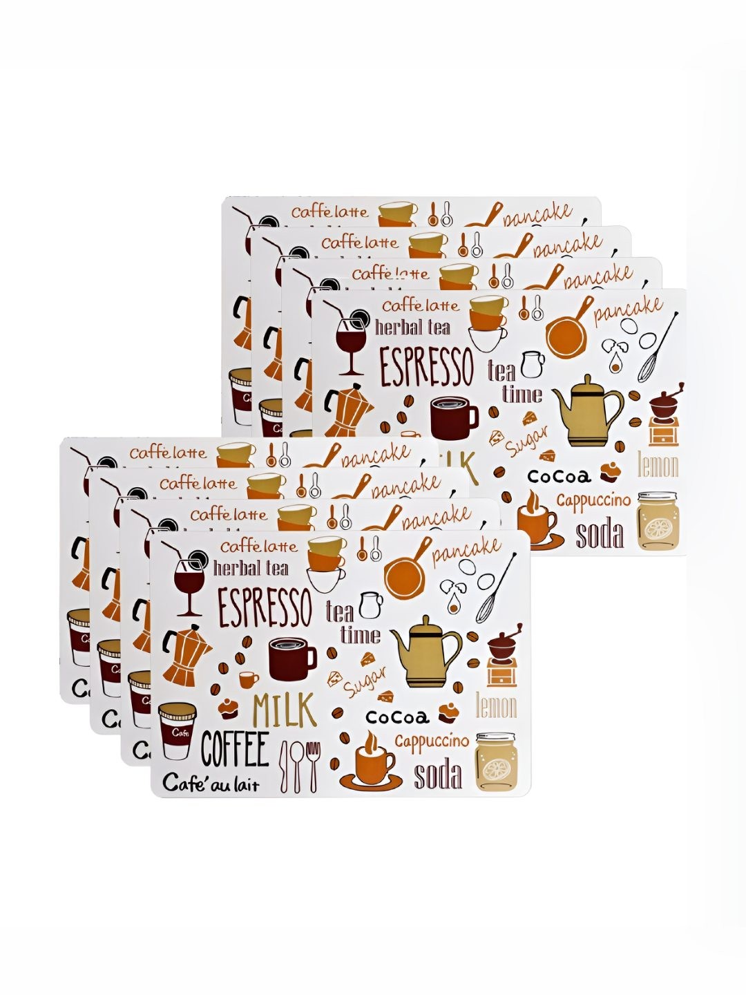 

P-Plus International White & Brown 8 Pieces Printed Rectangular Table Placemats