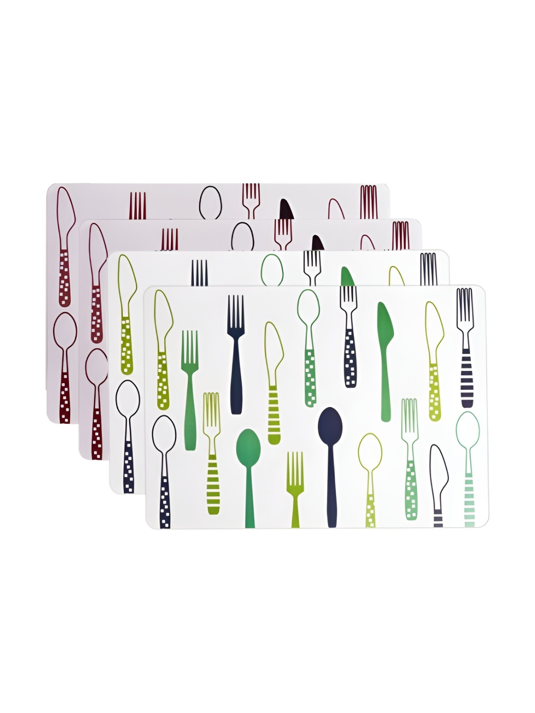 

P-Plus International White & Green 4 Pieces Printed Rectangular Table Placemats