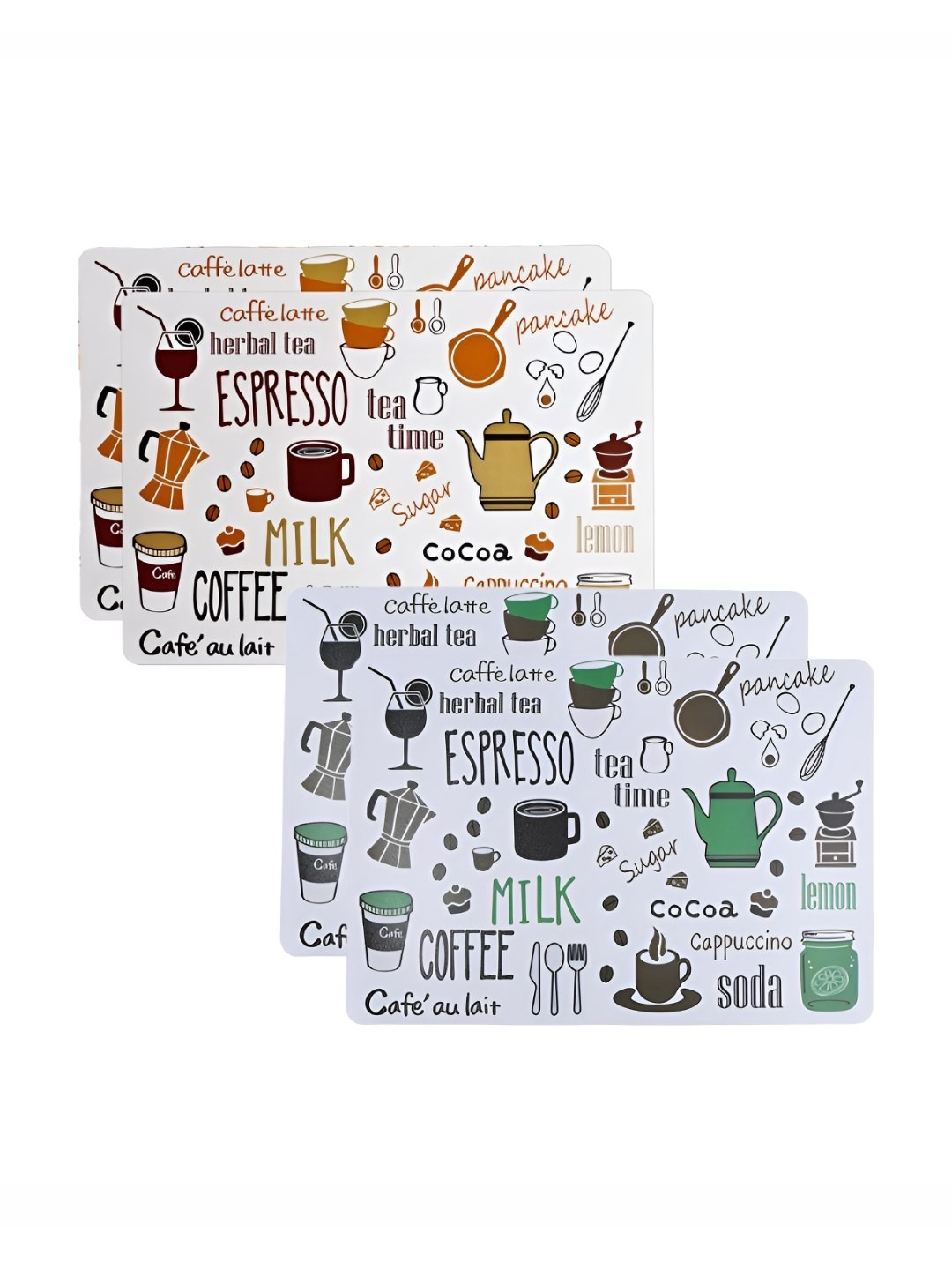 

P-Plus International White & Green 4 Pieces Printed Rectangular Table Placemats