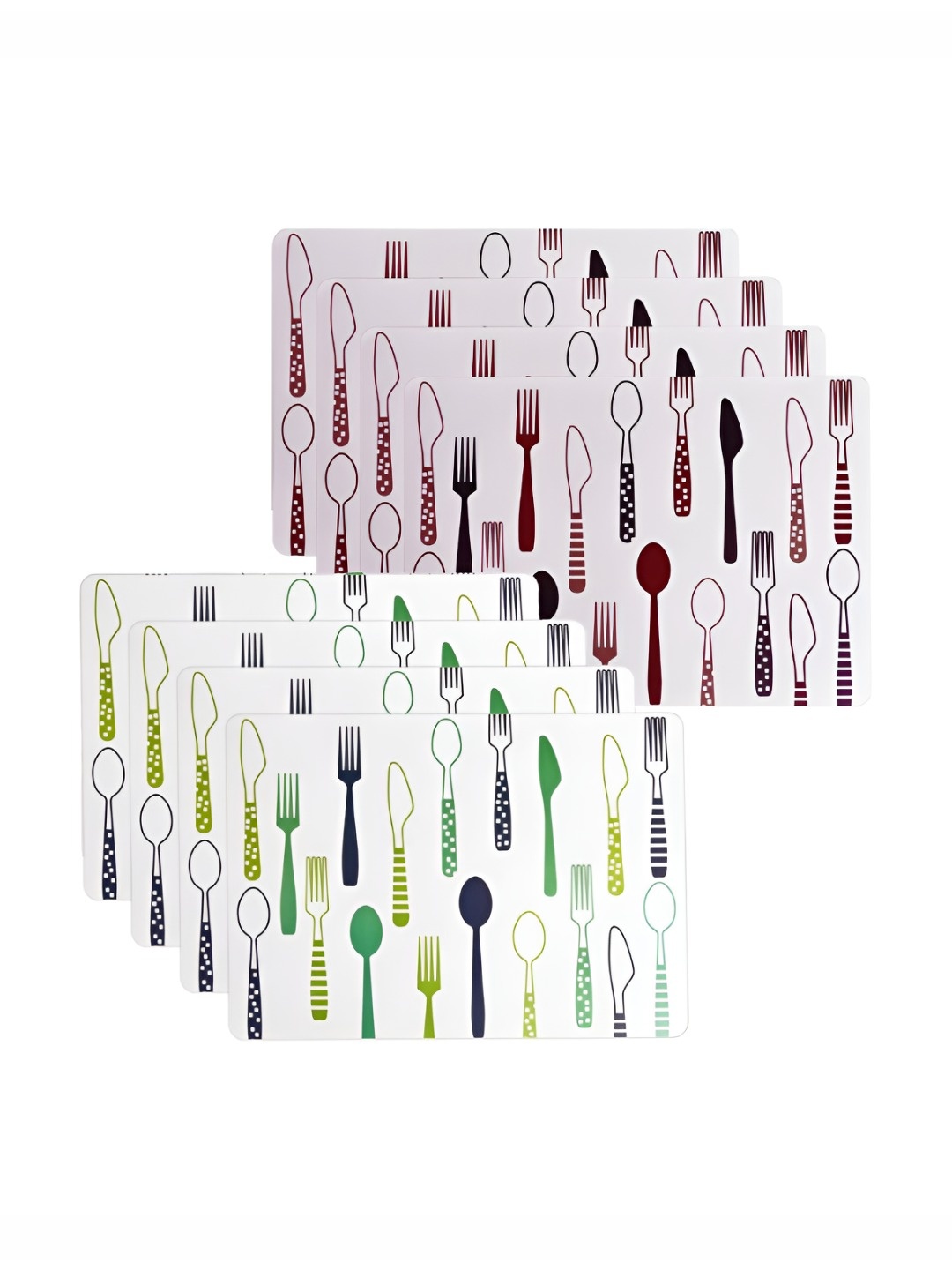 

P-Plus International White & Green 8 Pieces Printed Rectangular Table Placemats